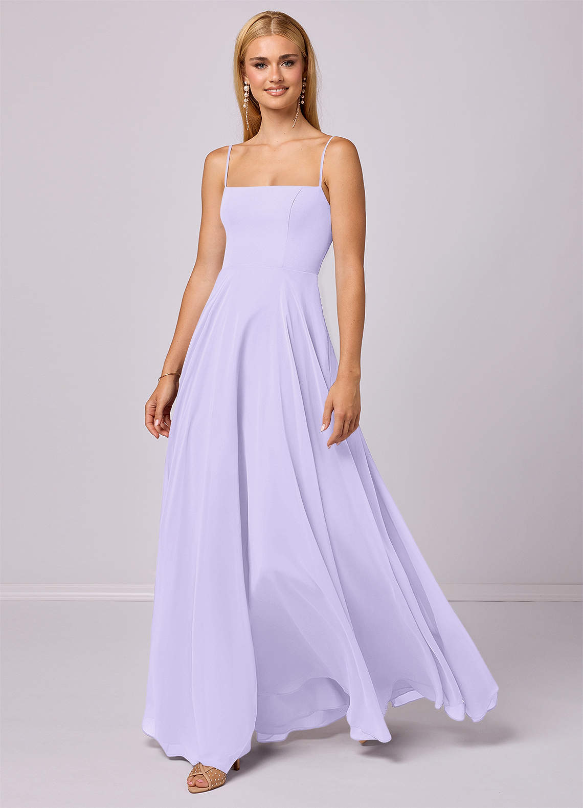Barbie ♥ Azazie Brautjungfernkleider A-Linie Chiffon Kleid Flieder image1