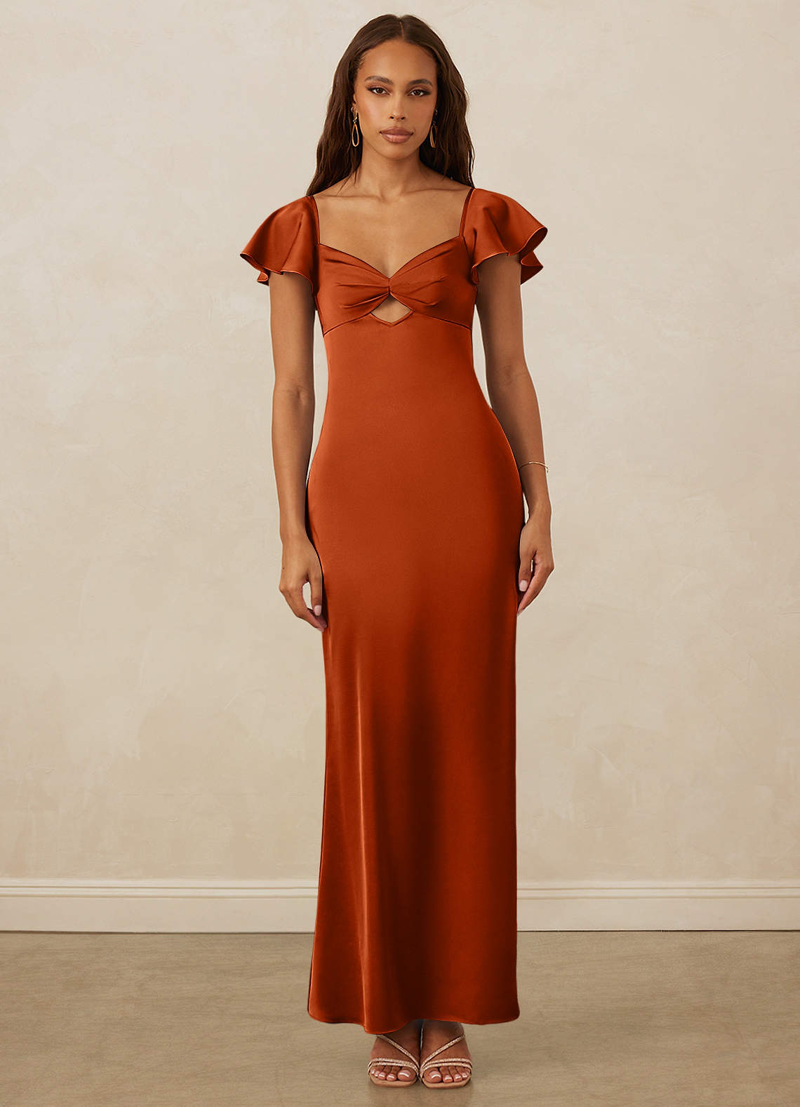 Christian Siriano Bridal for Azazie 1005 Bridesmaid Dresses Burnt Orange Sheath Sweetheart Neckline Stretch Satin Dress image1