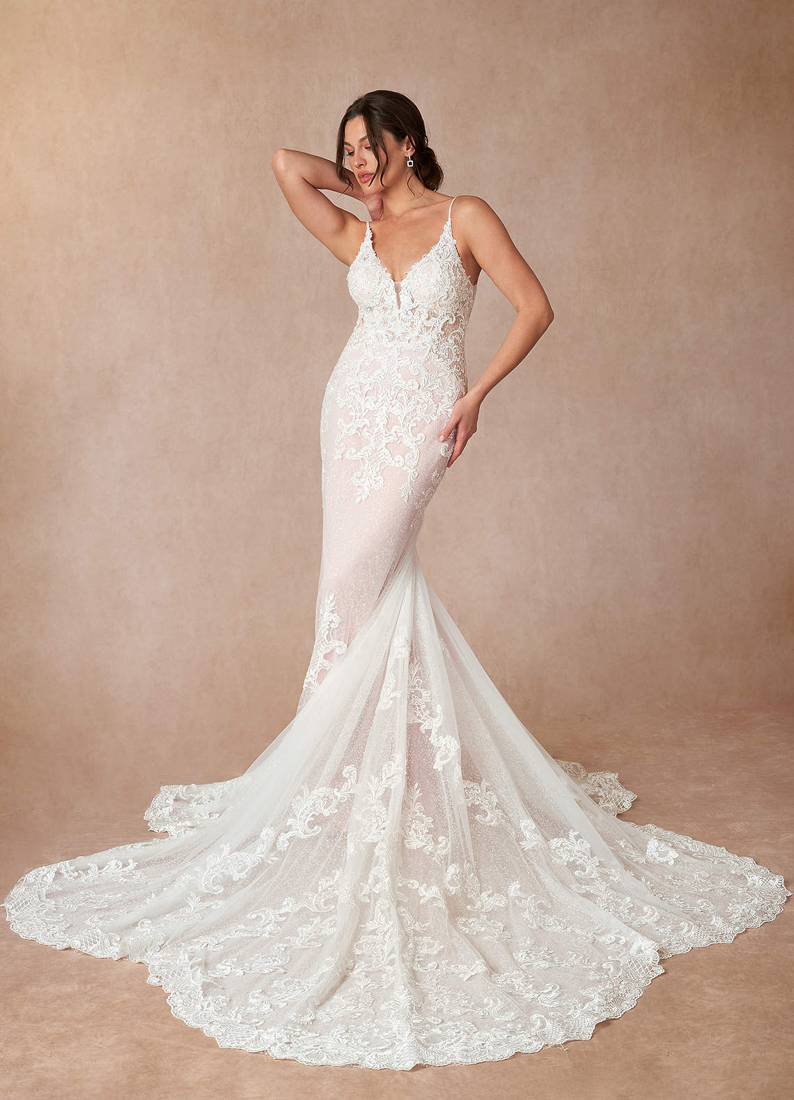 chinese dress ladies Liana Trumpet/Mermaid Illusion Ivory/Nude Wedding dress