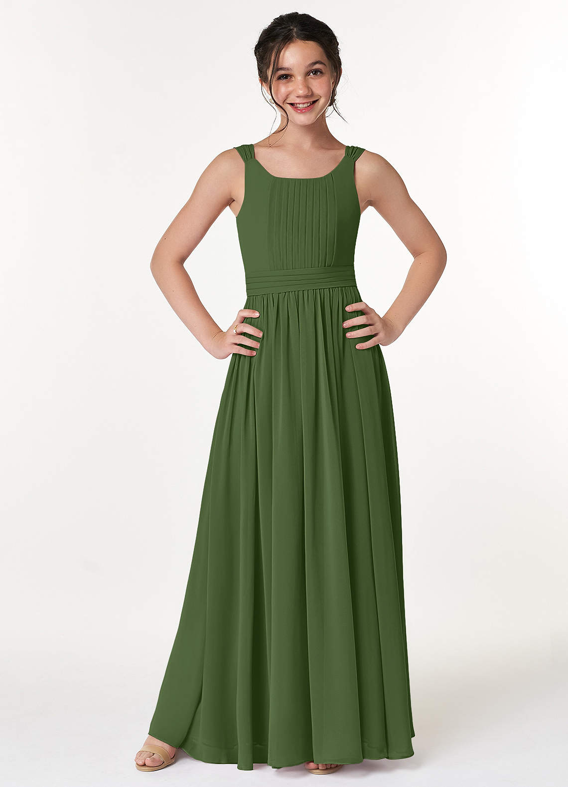 Olive Green Formal Dress for Juniors