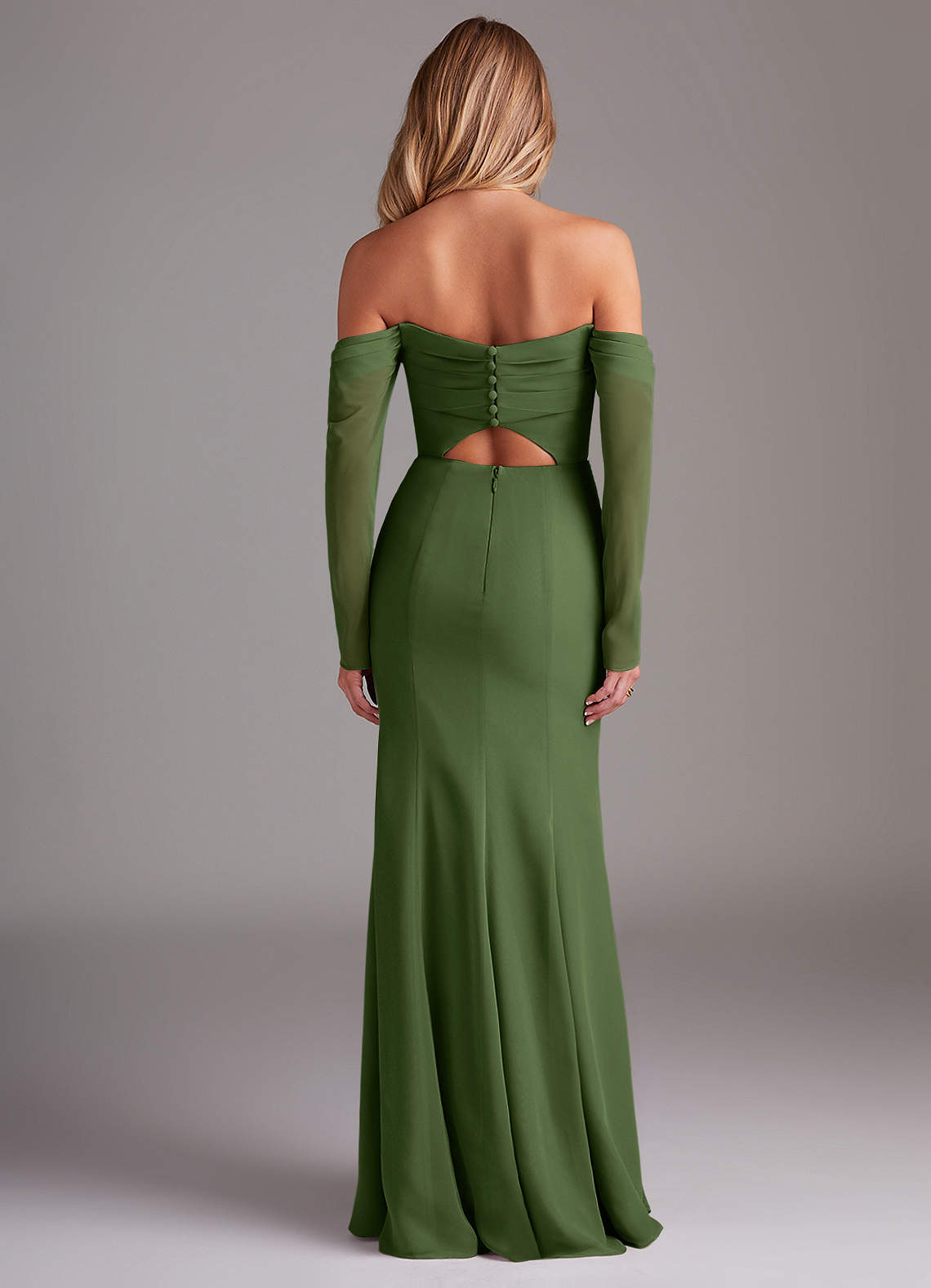 olive green bridesmaid dresses long sleeve Sienna Long Sleeve Chiffon Bridesmaid Dress main image 1