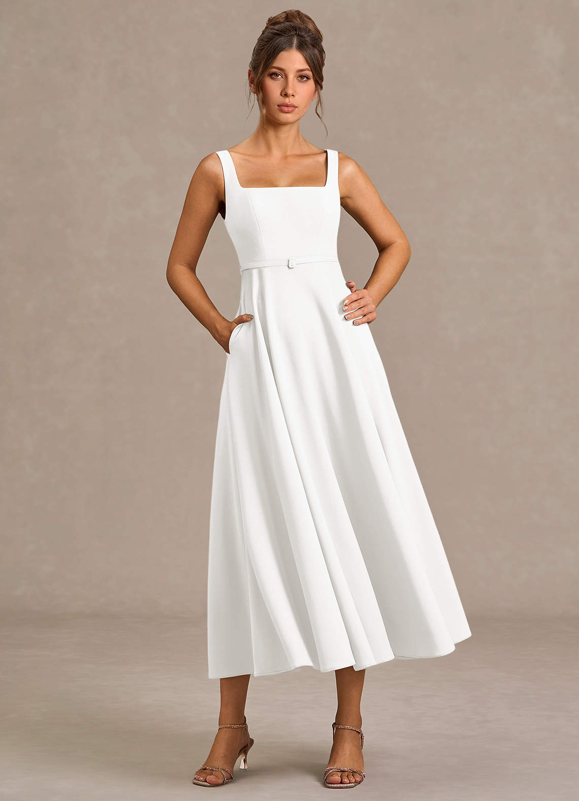 Zosia White Midi Dress Ready to Ship | Azazie