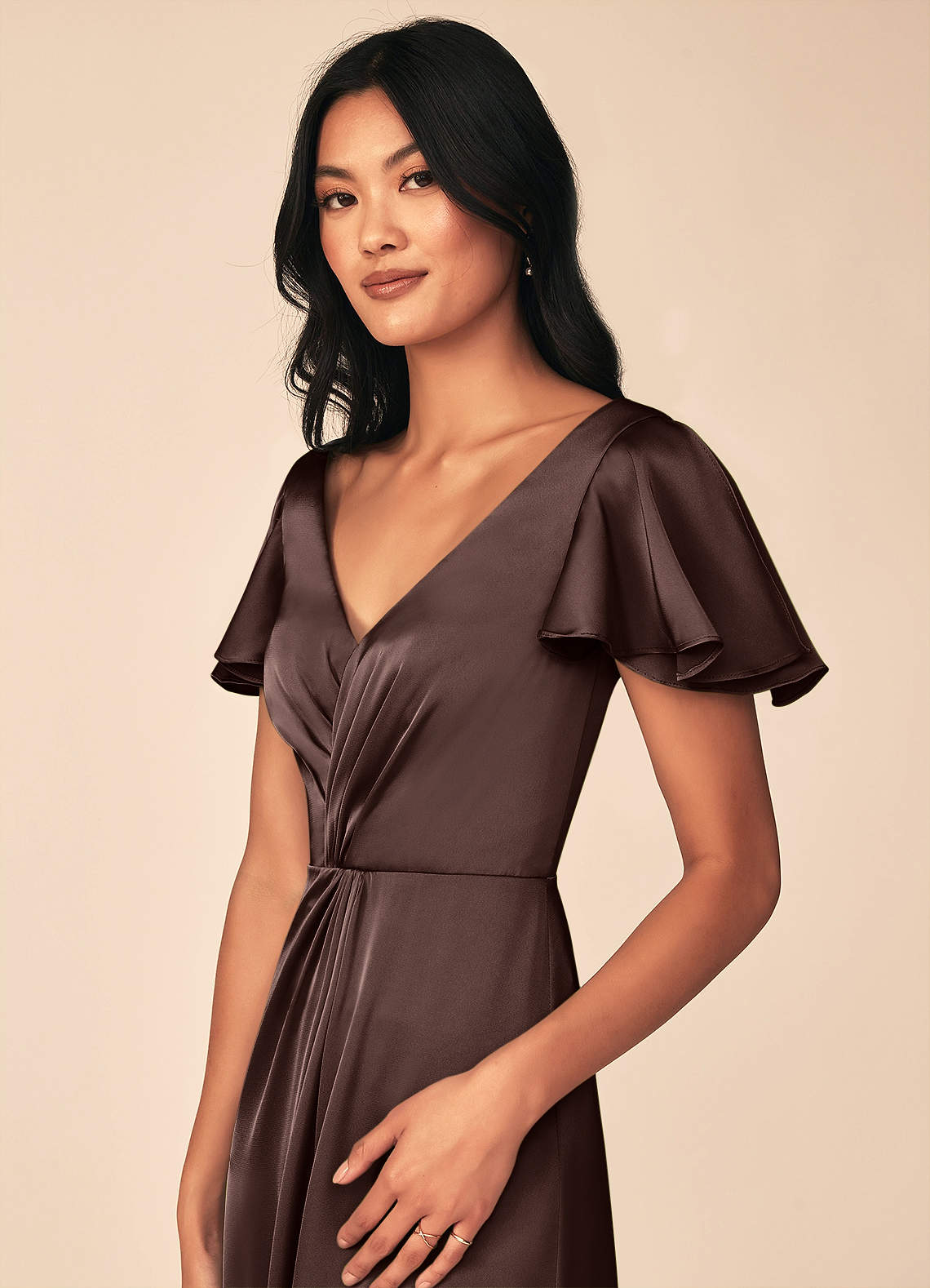 Azazie Soren Brudtärnklänningar Klä av A-Linje i Stretch Satin Plisserad Ganache image6