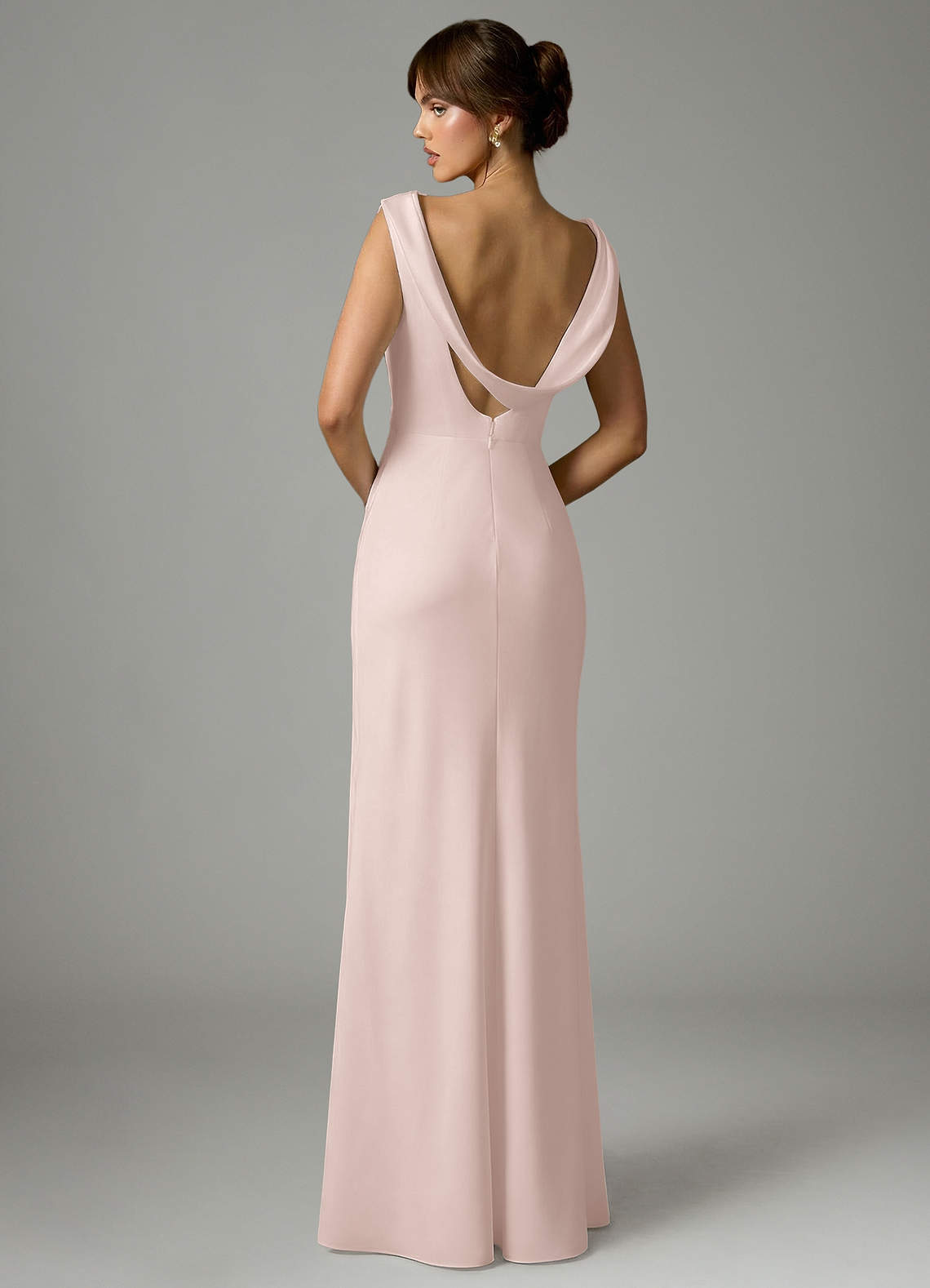 Azazie Kieryn Brudtärnklänningar Klä av Sjöjungfru i Stretch Satin Plisserad Rodnande Rosa image4