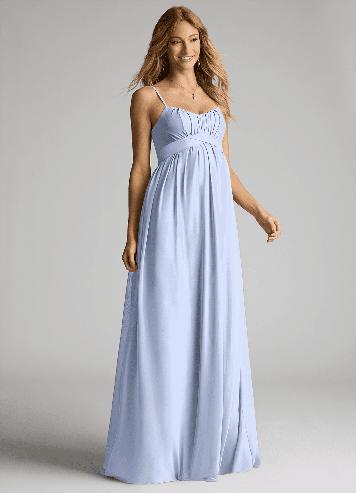 Azazie Llana Maternity Bridesmaid Dresses A-Line Chiffon Floor-Length Dress image1