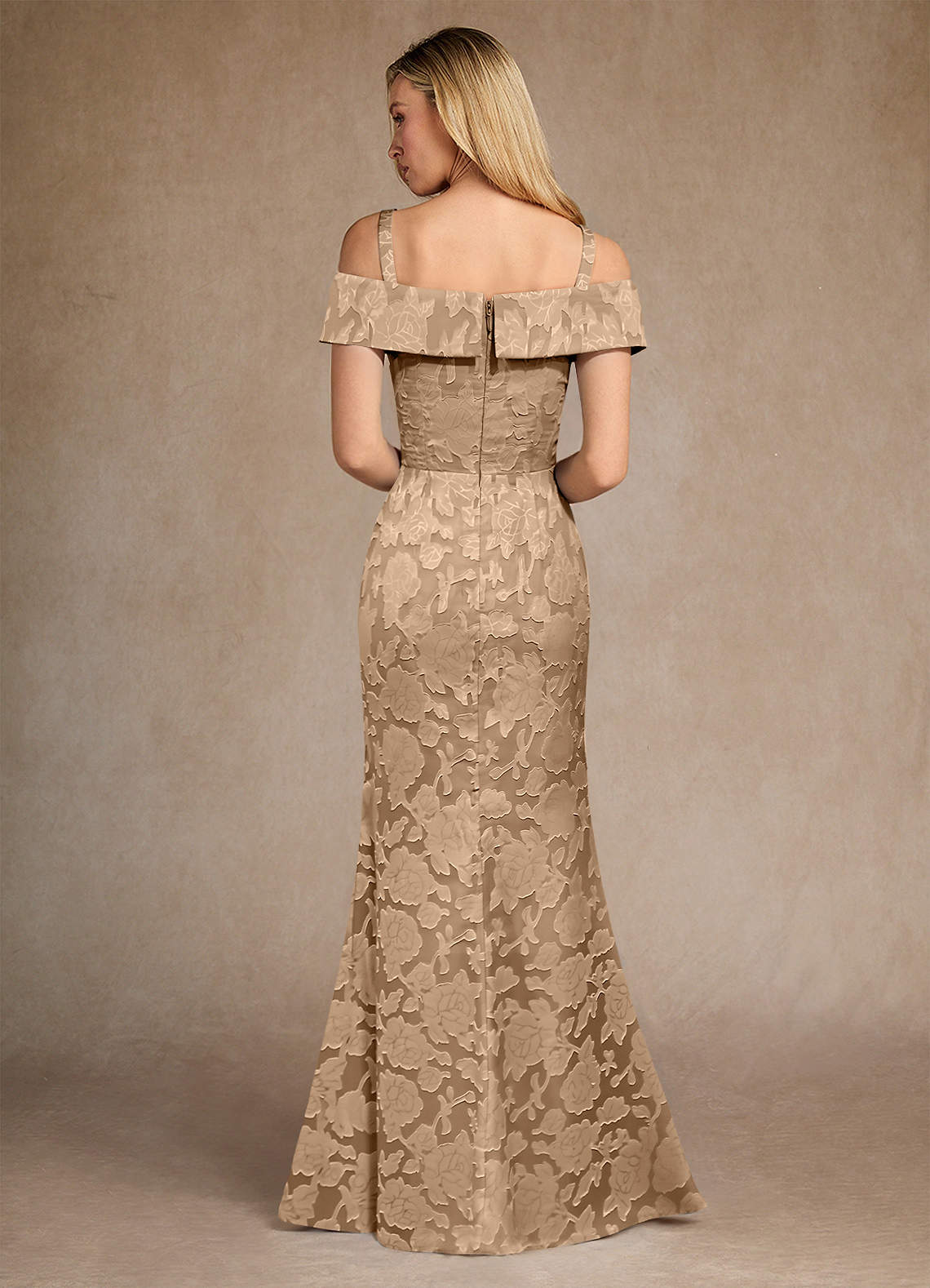 Azazie Canton vestidos de madre de la novia Vestido de Champán de Devorado Floral de Sirena con Vestidos sin tirantes image3