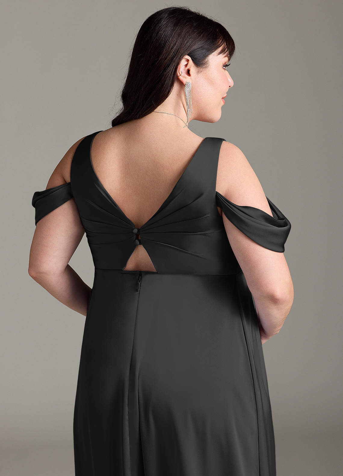Azazie Rhea Maternity Bridesmaid Dresses A-Line Off-The-Shouler Pleated Stretch Satin Floor-Length Dress image12