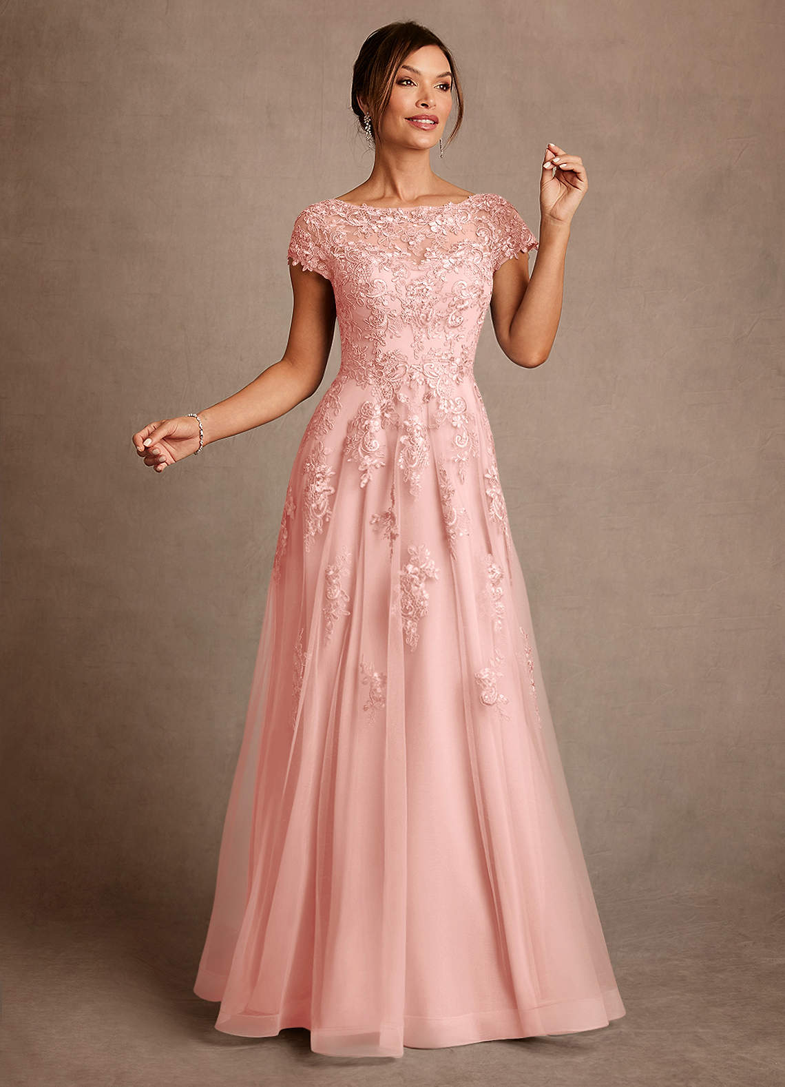 Azazie Jalinda Mère de la mariée Robes Robe Trapèze en Mousseline de soie Dentelle Rosette image2