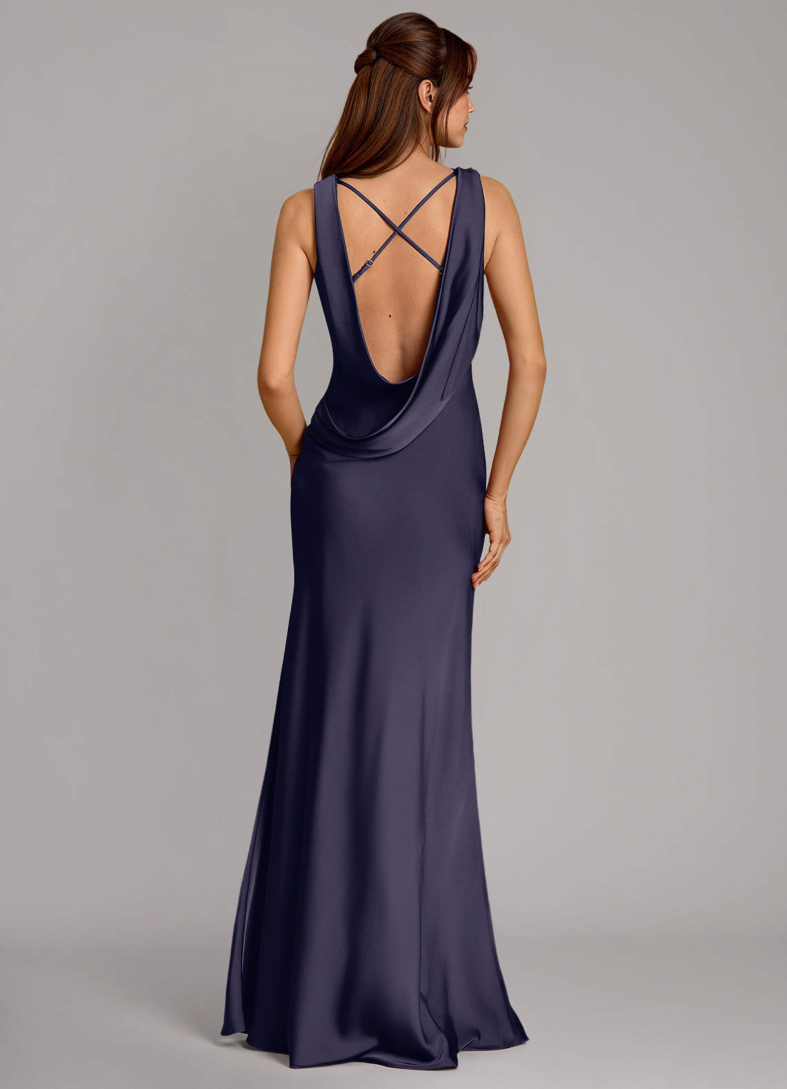 Azazie Cheryl Bridesmaid Dresses Stormy Mermaid Stretch Satin Dress image1