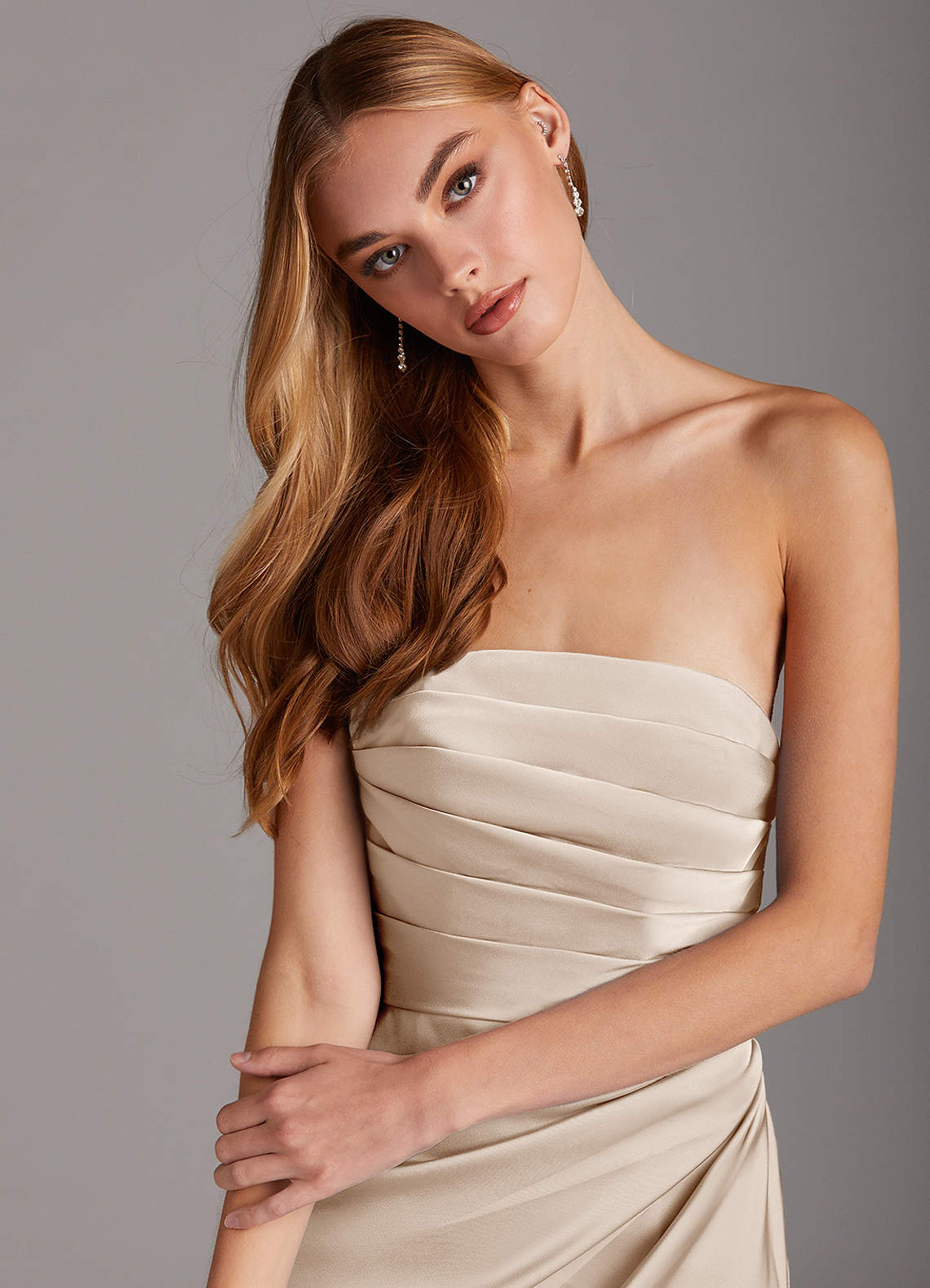 Azazie Lexie Ready to Ship White Alabaster Stretch Satin Bridesmaid Dresses  | Azazie
