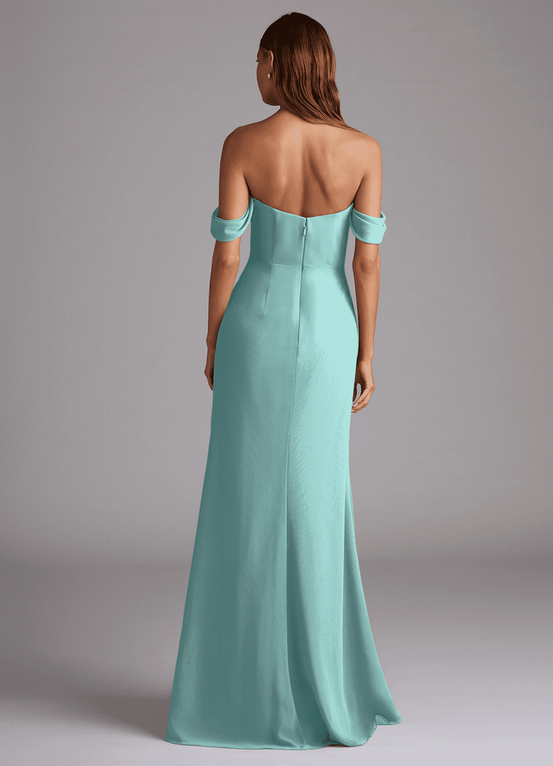 Azazie Saige Bridesmaid Dresses Aqua A-Line Off the Shoulder Chiffon Convertible Dress image6