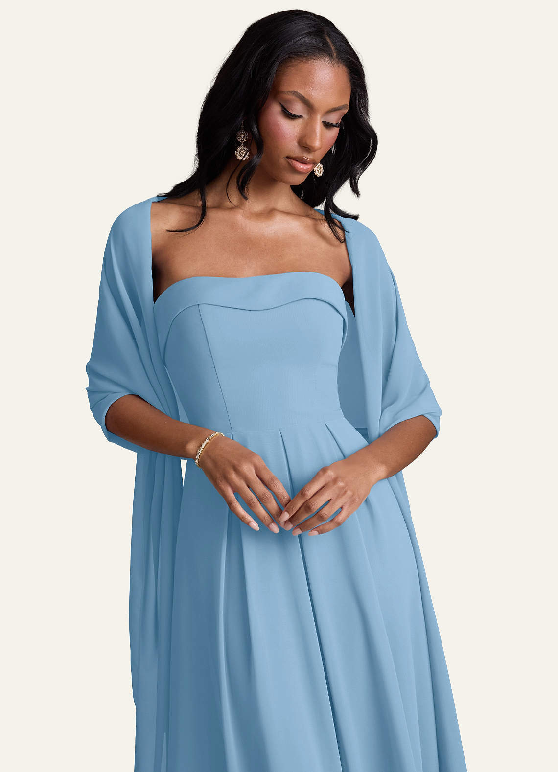 front Azazie Matching Color Chiffon Shawl