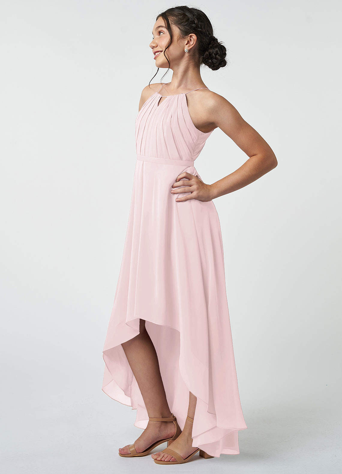 Blushing Pink Azazie Oaklynn JBD Junior Bridesmaid Dresses