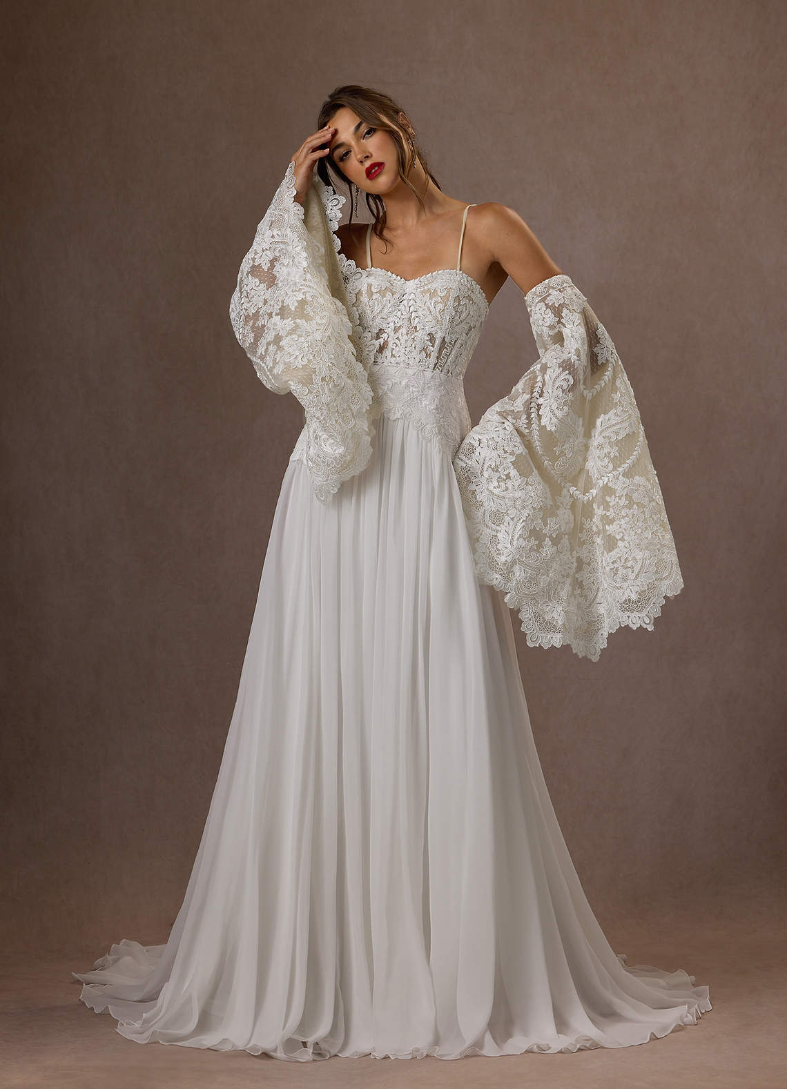 Azazie Rhya Hochzeitskleider A-Linie Schulterfrei Spitze Kleid Diamantweiß Champagner image1