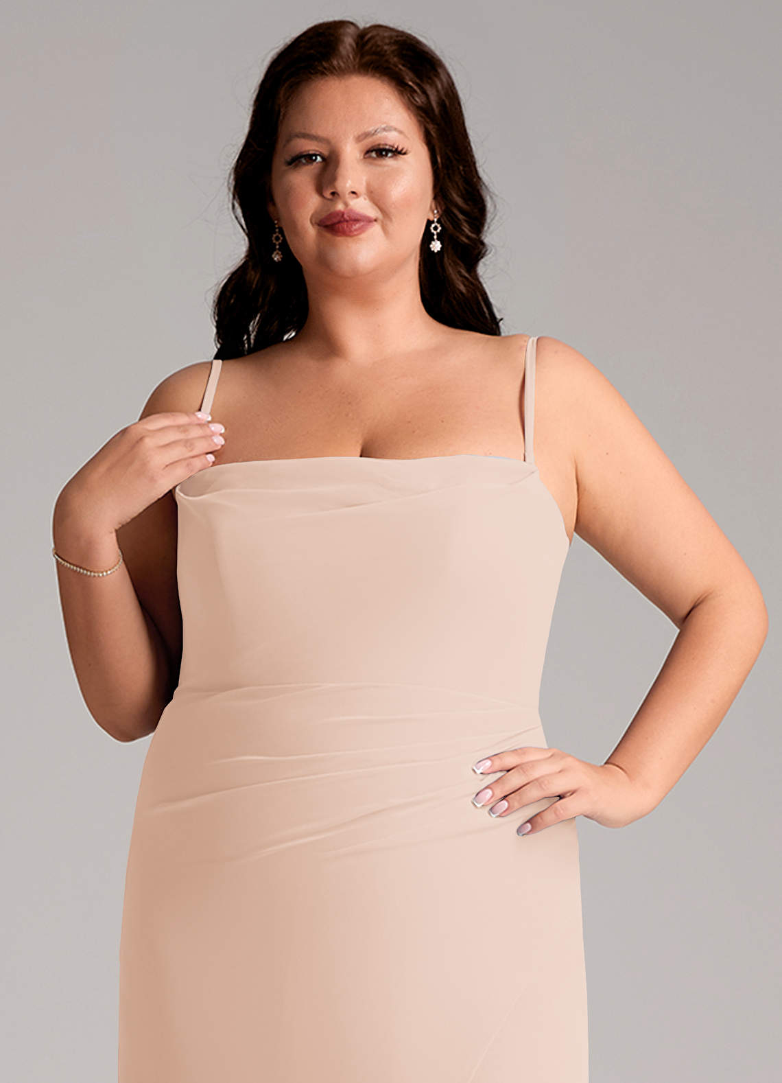 Azazie Leonis Bridesmaid Dresses English Rose Sheath Strapless Chiffon Convertible Dress image14