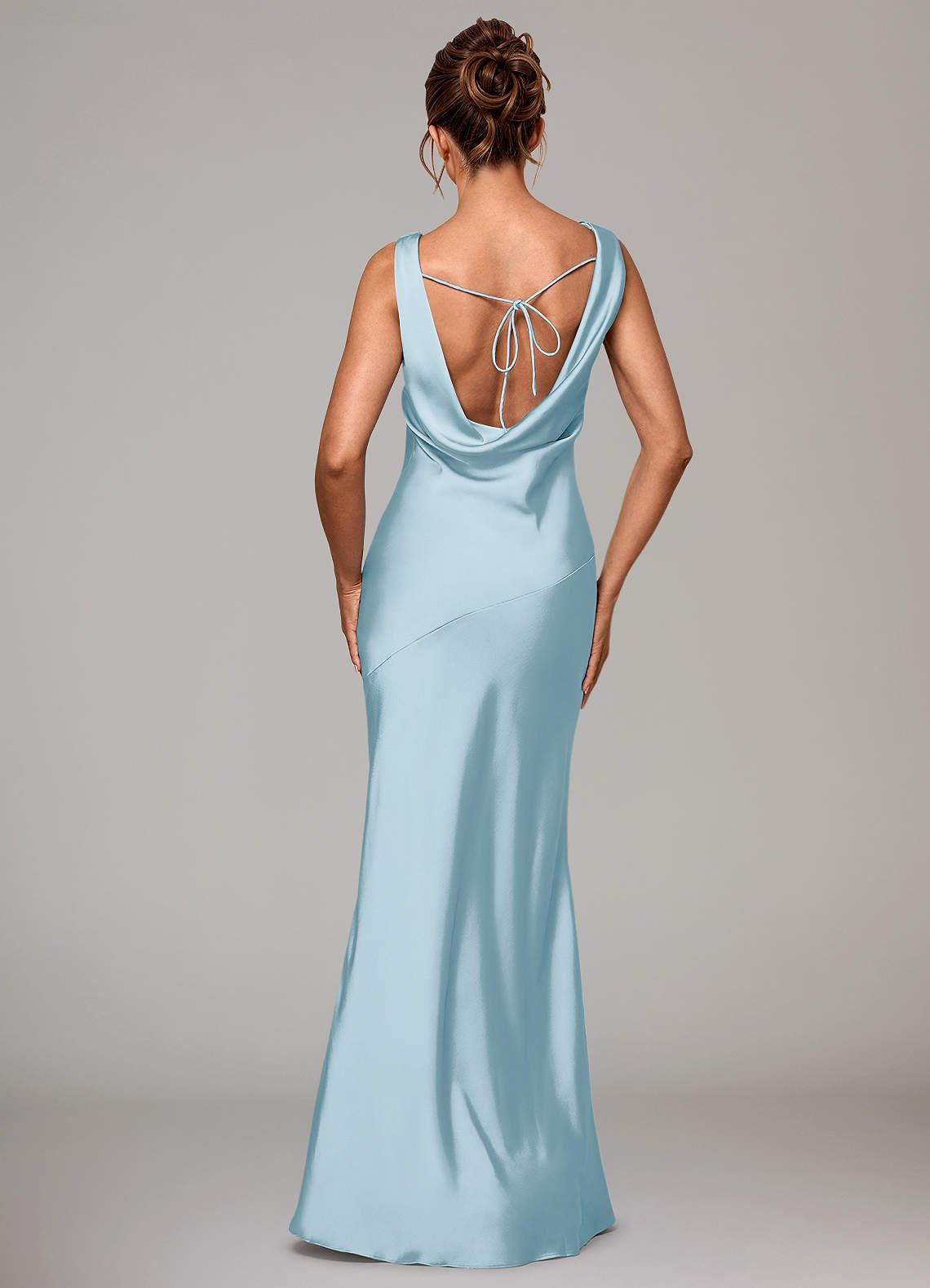 Azazie Rylina Bridesmaid Dresses Sky Blue Mermaid Stretch Satin Dress image4