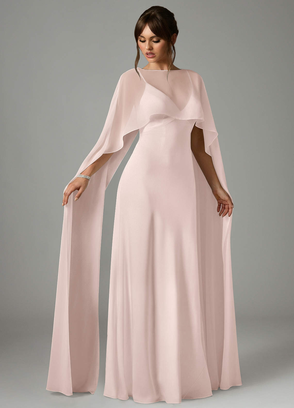 Azazie Stefania Vestidos de madrinha de casamento Vestido Rosa Corado de Cetim elástico de Linha A image2