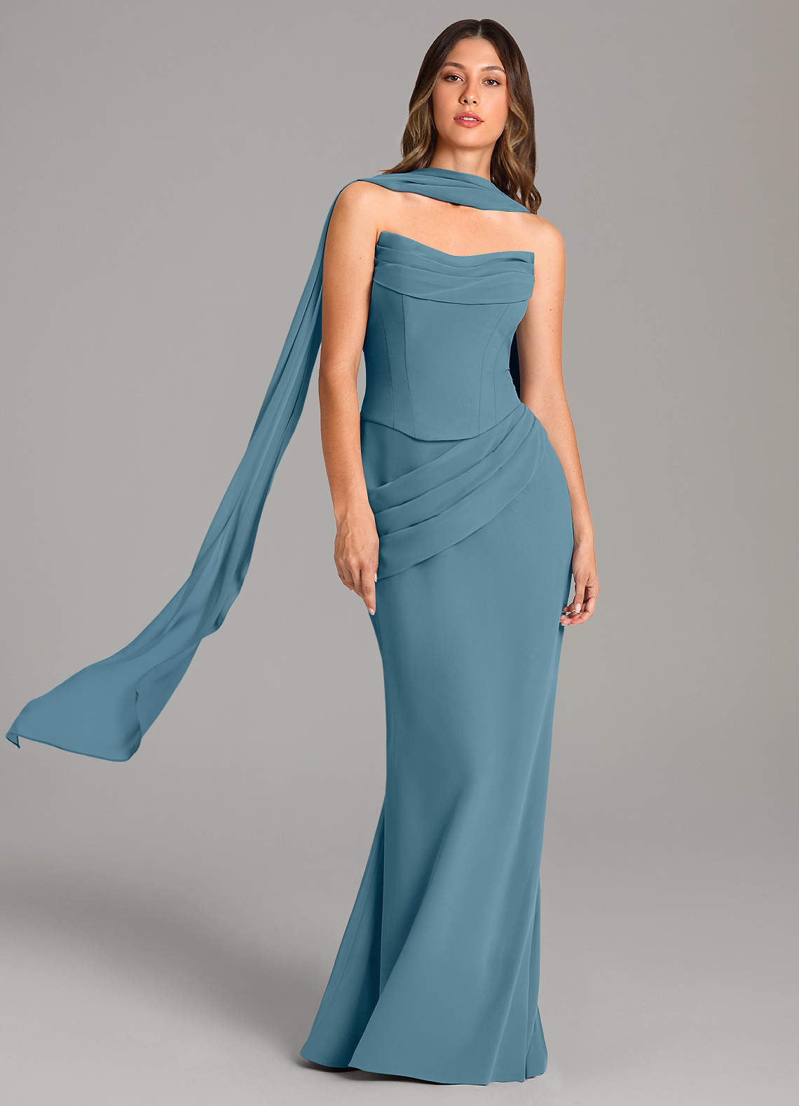 Azazie Sorrel Bridesmaid Dresses Bermuda Mermaid Corset Chiffon Dress image1