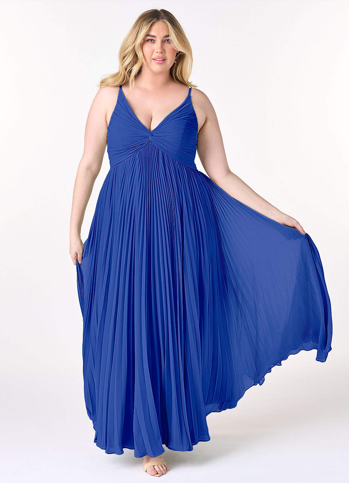 Azazie Raychelle Bridesmaid Dresses Royal Blue A-Line V-Neck Chiffon Dress image1