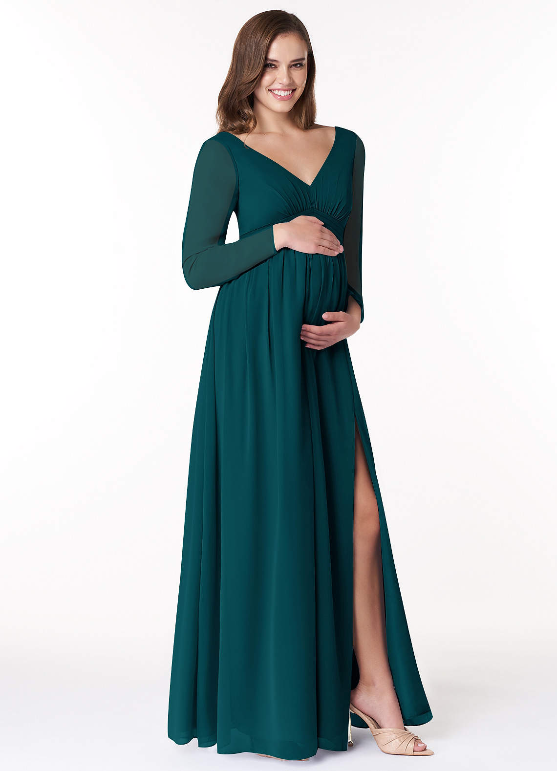 Azazie Teton Ready to Ship Pine Maternity Bridesmaid Dresses | Azazie