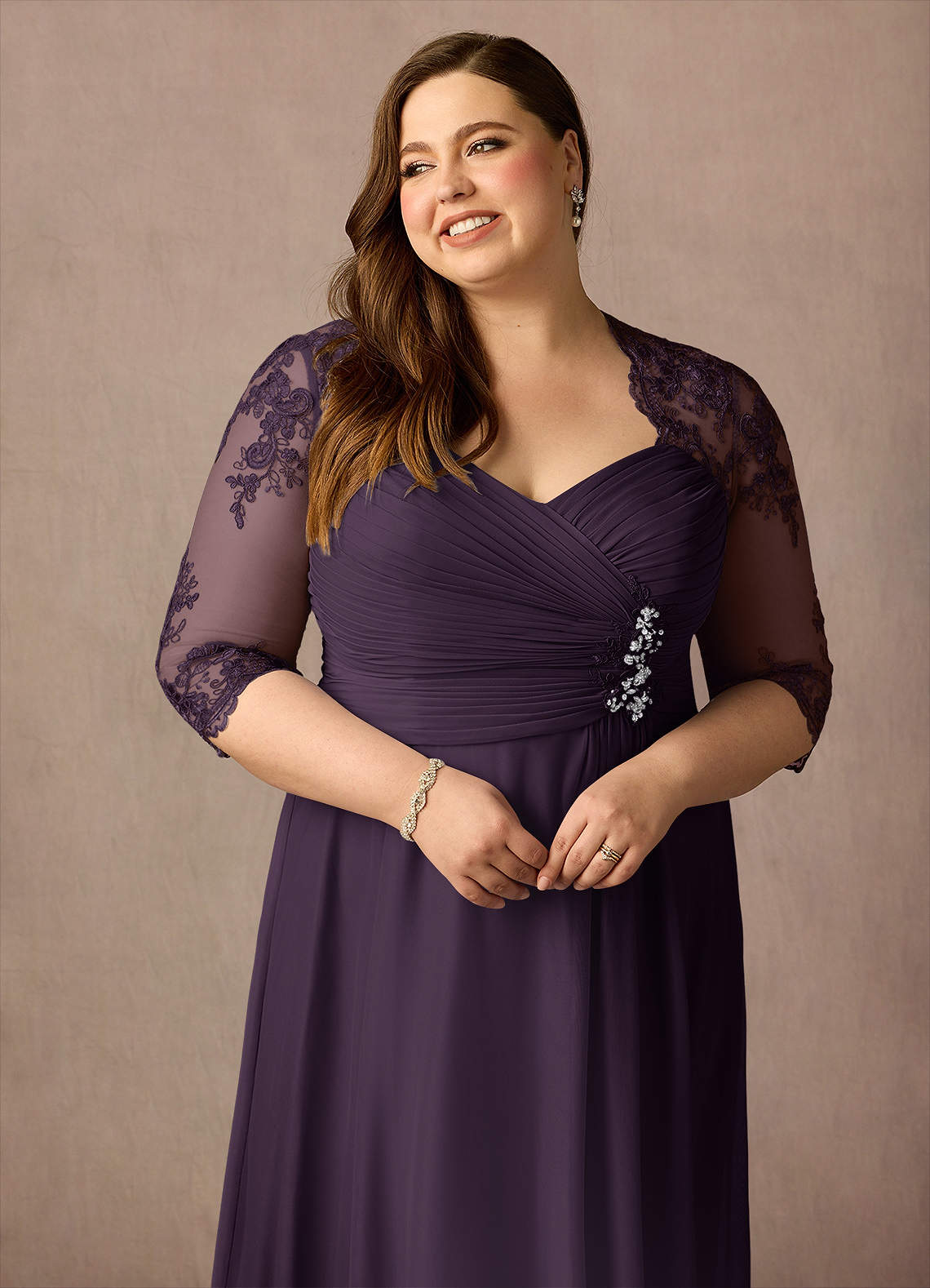 Azazie Anne Plum Sheath Sweetheart Sequins Lace Dress Ready to Ship | Azazie