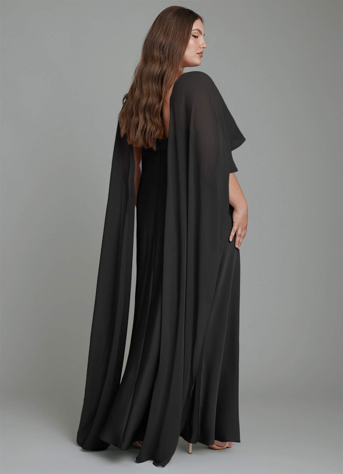 Azazie Stefania Bridesmaid Dresses Black A-Line Stretch Satin Dress image7