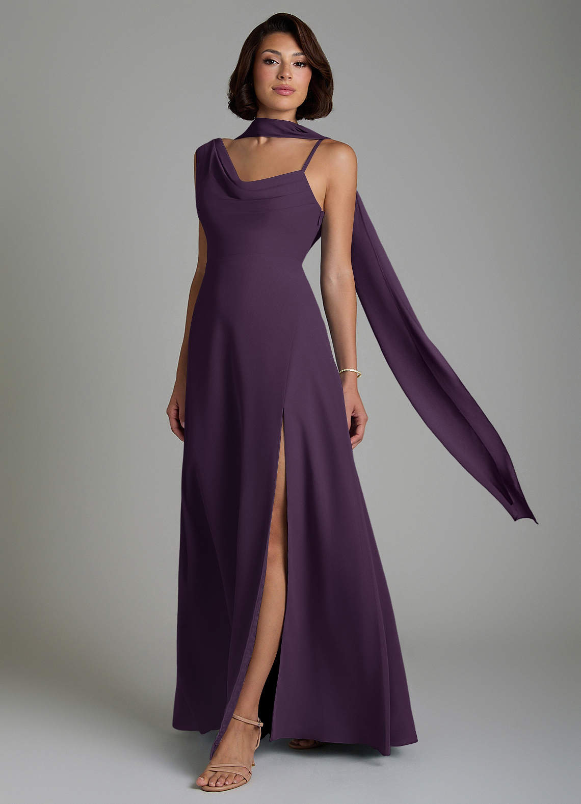 plum chiffon bridesmaid dresses Azazie True plum bridesmaid dresses david's bridal Carla Bruni and Helena Shipping delay Jan 27 - Feb 4 Pockets Back Style Color:BLACK-GOLD