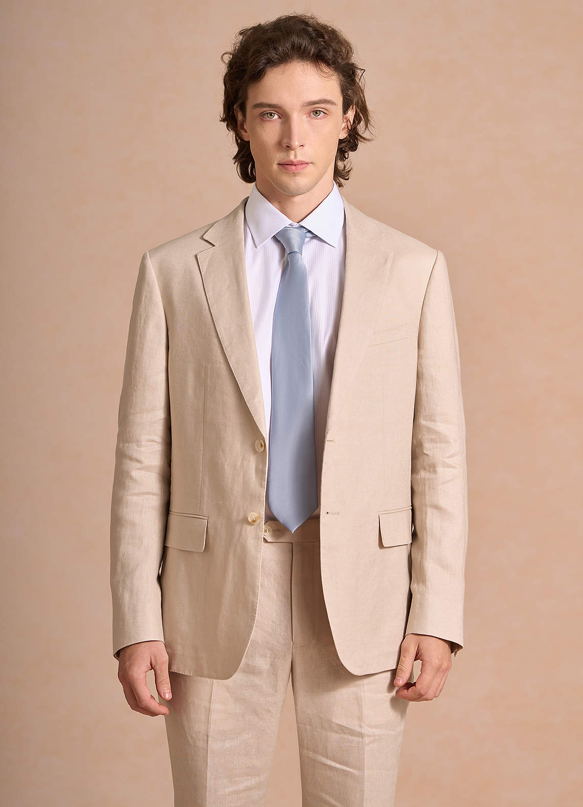 front Harrison Tan 100% Linen Suit Jacket