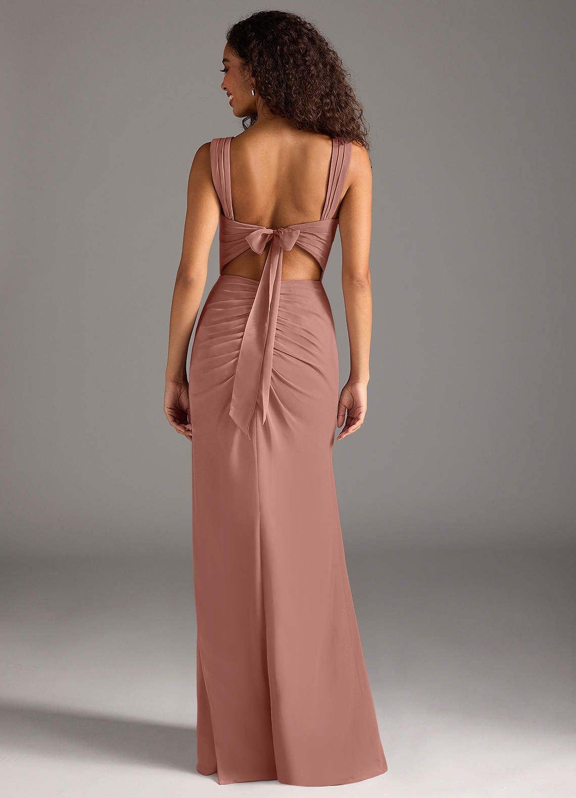Azazie Jesaphine Bridesmaid Dresses Cedar Rose Sheath Bow Chiffon Dress image1