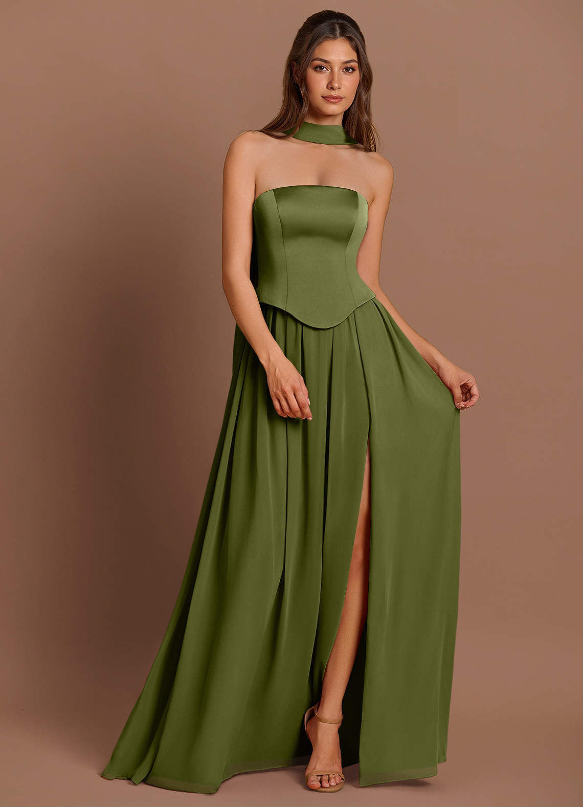 Cadence Olive Maxi Dress | Azazie