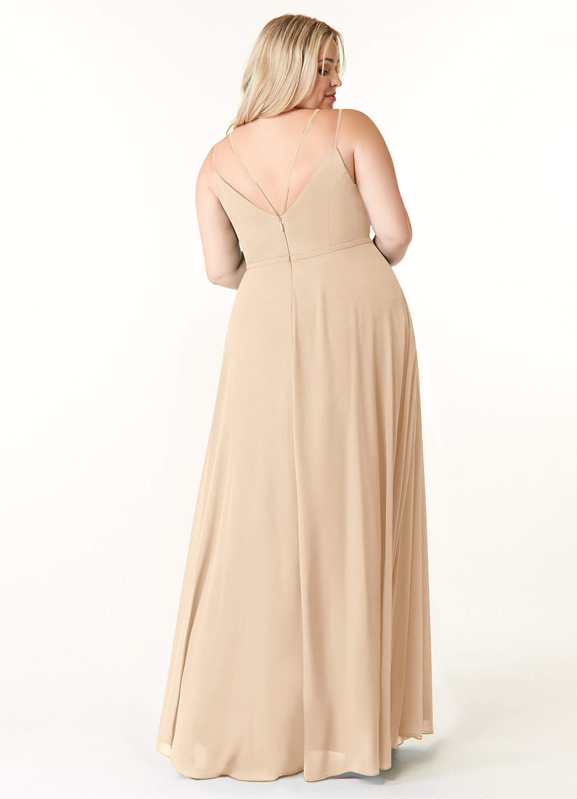 azazie sand bridesmaid dress Azazie A-Line V-Neck Floor-Length Chiffon Bridesmaid Dresses