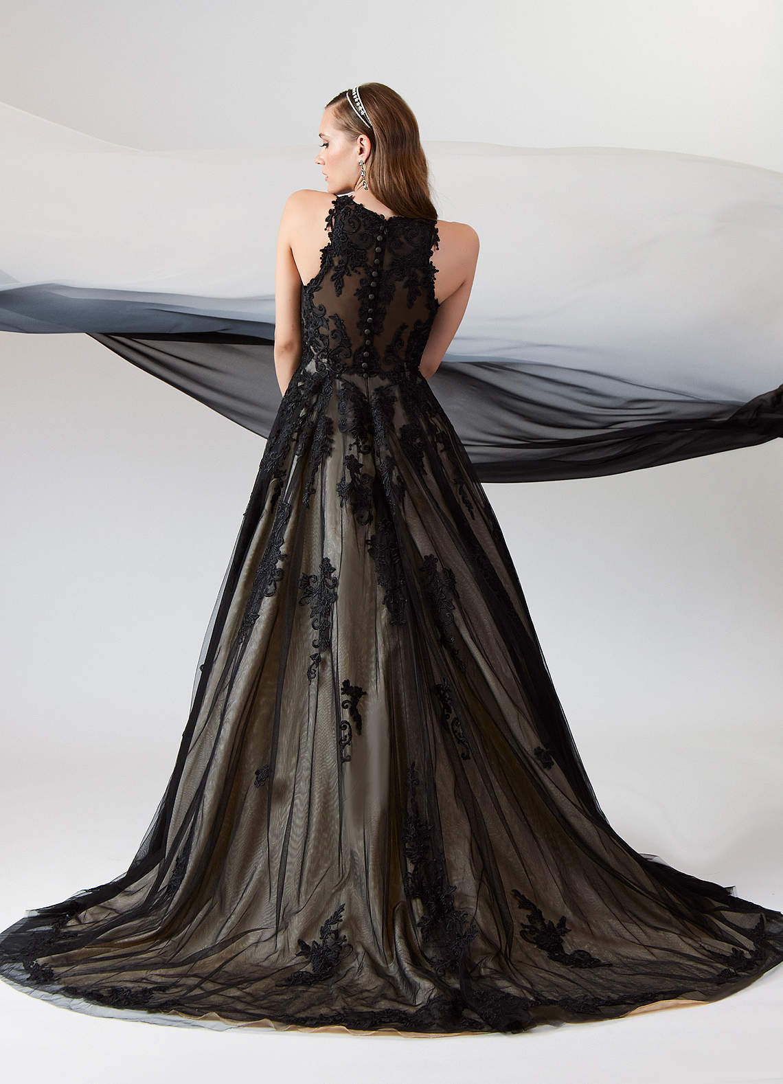 Azazie Melrose Black Champagne A-Line Sweetheart Lace Tulle Dress | Azazie