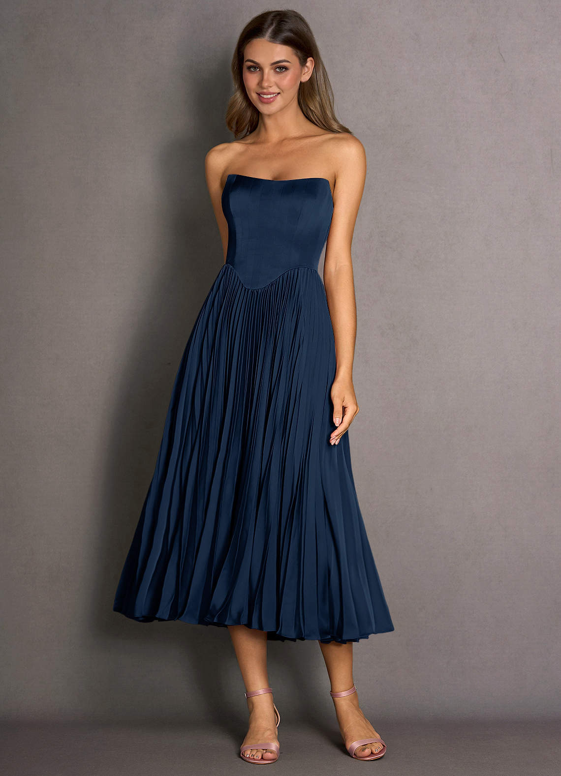 Celene Navy Midi Dress | Azazie