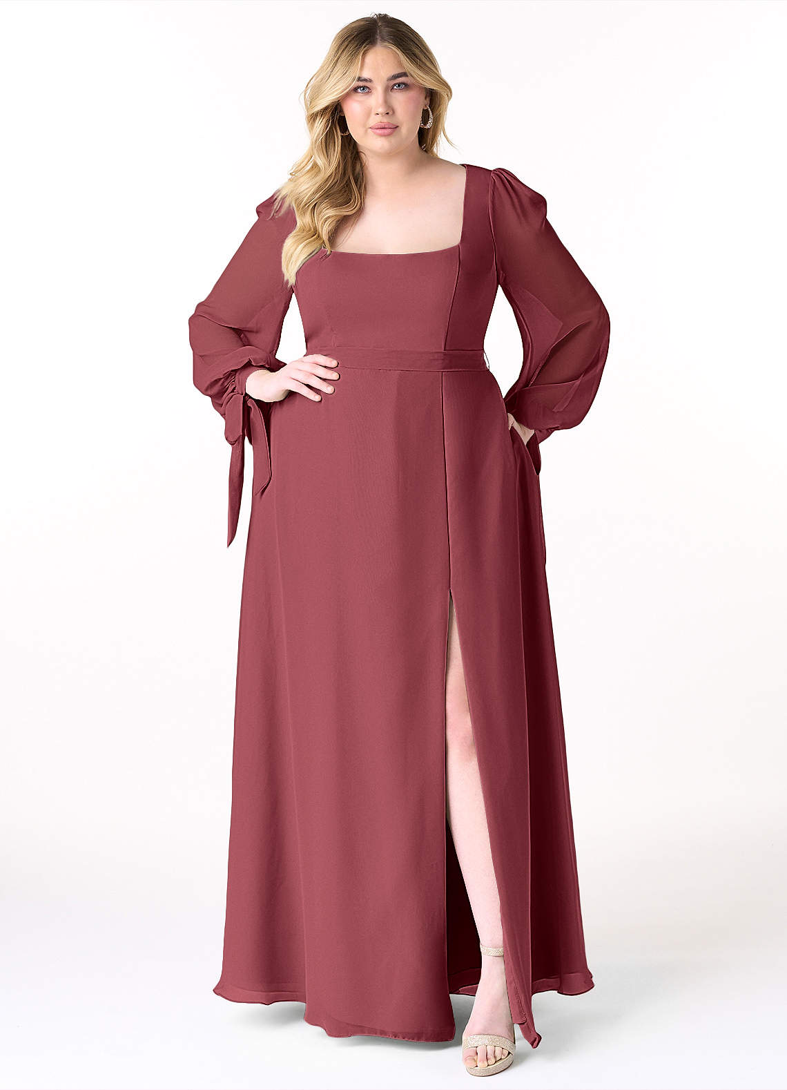 merlot long sleeve dress ARRANGE long sleeve draped satin maxi dress with gold hardware in merlot