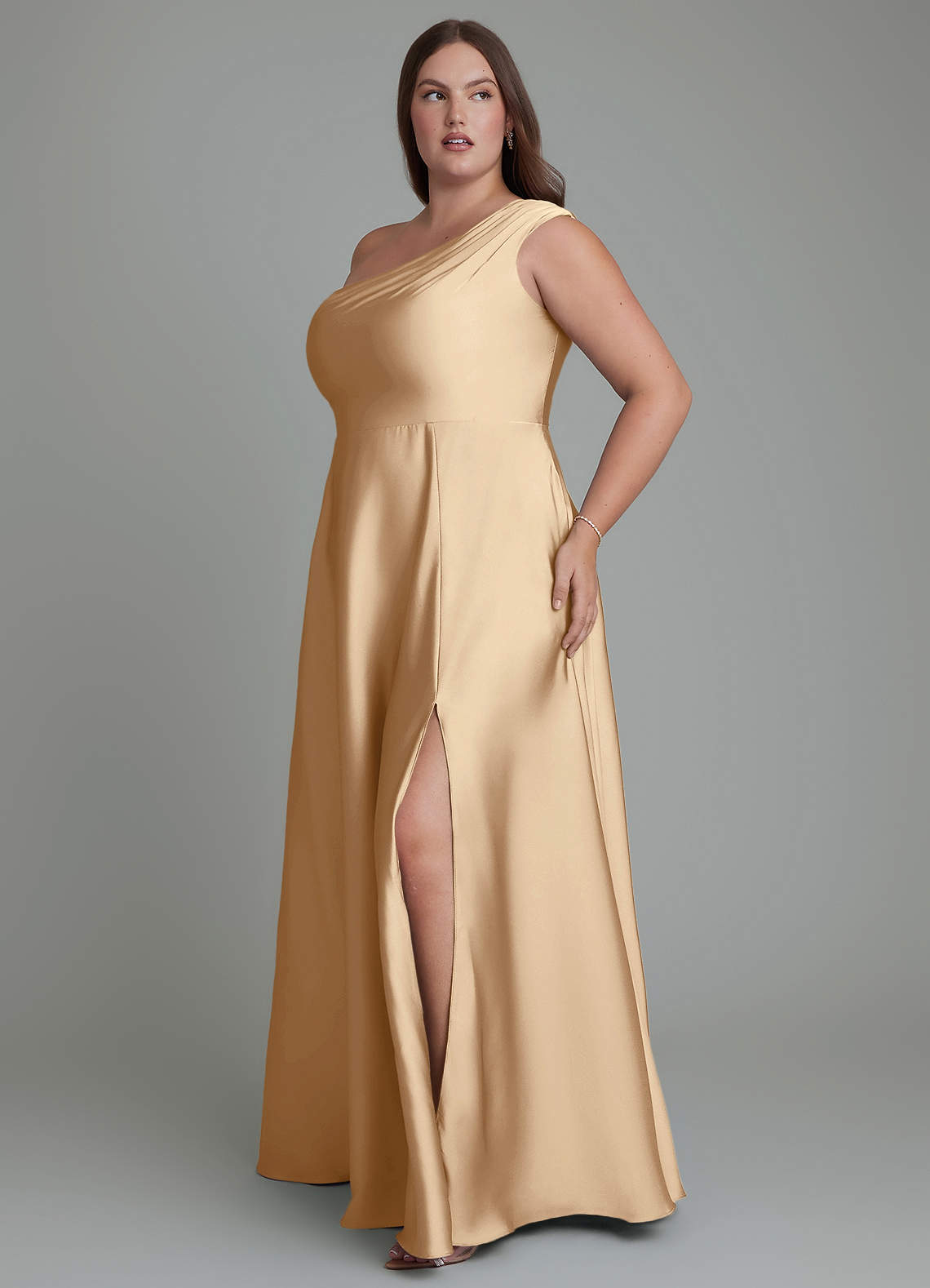 plus size satin champagne dress Azazie A-Line One-Shoulder Floor-Length Stretch Bridesmaid Dresses Wedding gown Color:Mango floral detail Tartan Riot Dress [BURGUNDY] making this dress a
