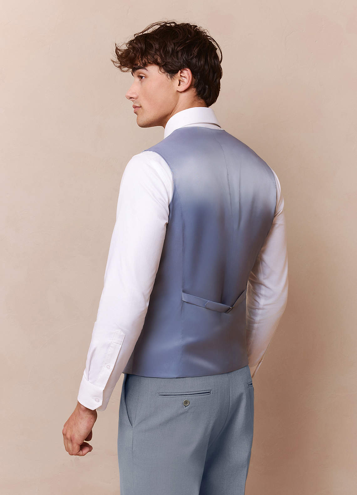front Savile Light Blue Wool Blend Suit Vest