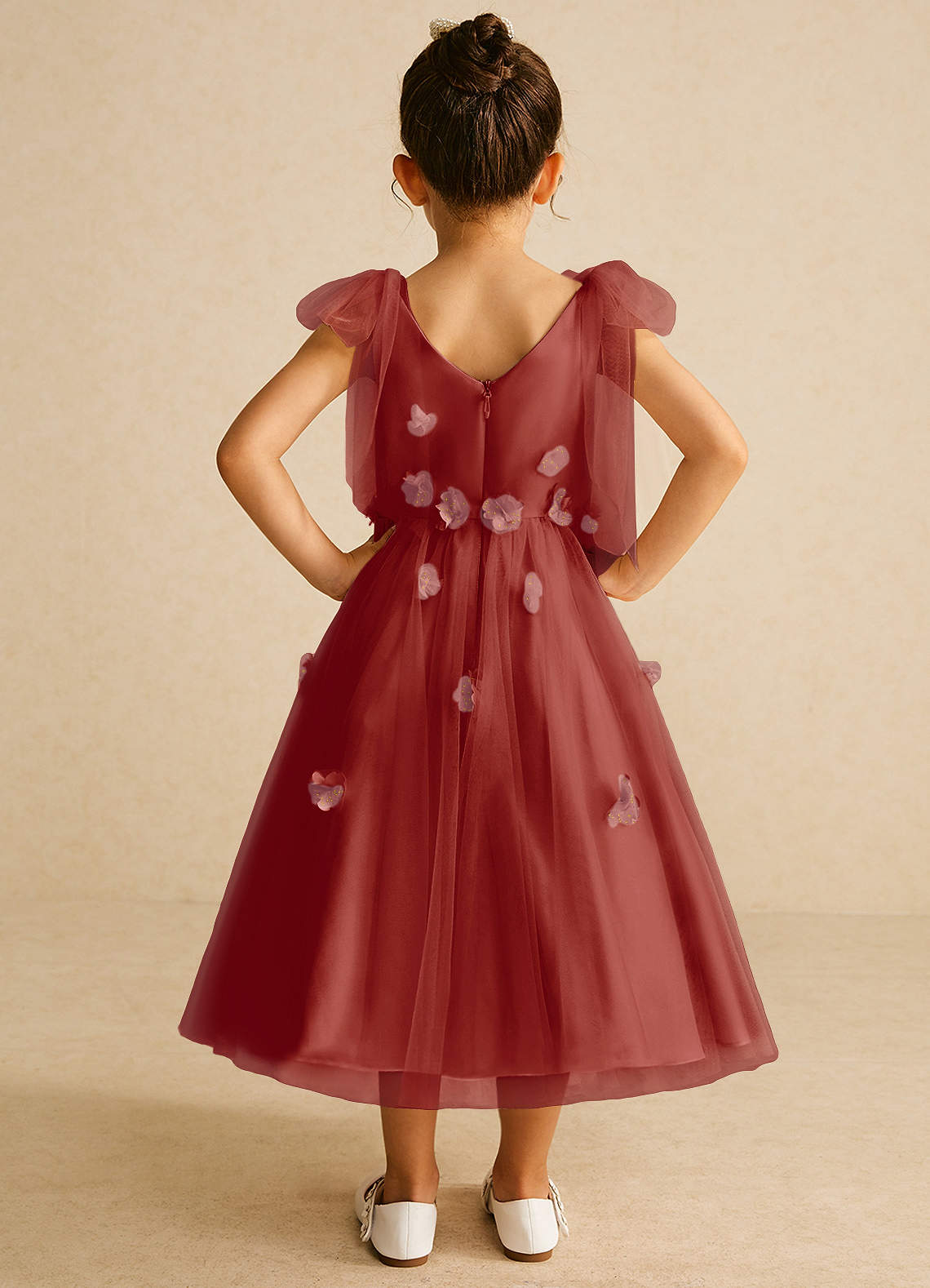 Azazie Minia Terracotta A-Line Bow Matte Satin Dress | Azazie
