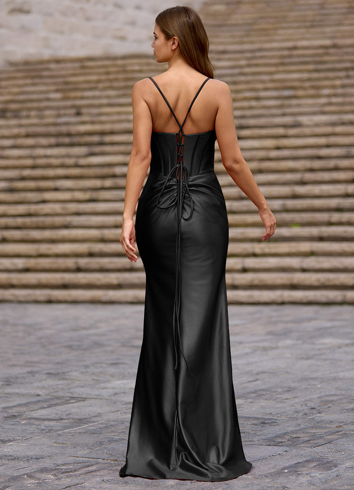 Glow Black Silk-like Satin Prom Dress | Azazie