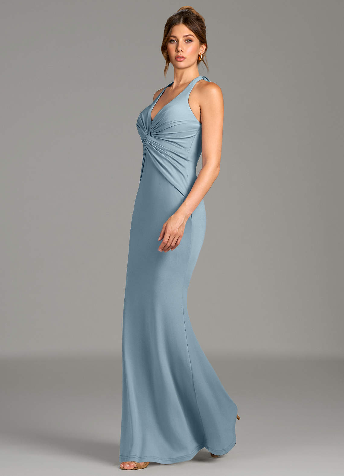jersey fabric bridesmaid dresses Jersey A-Line Bridesmaid Dress with Knot Detail