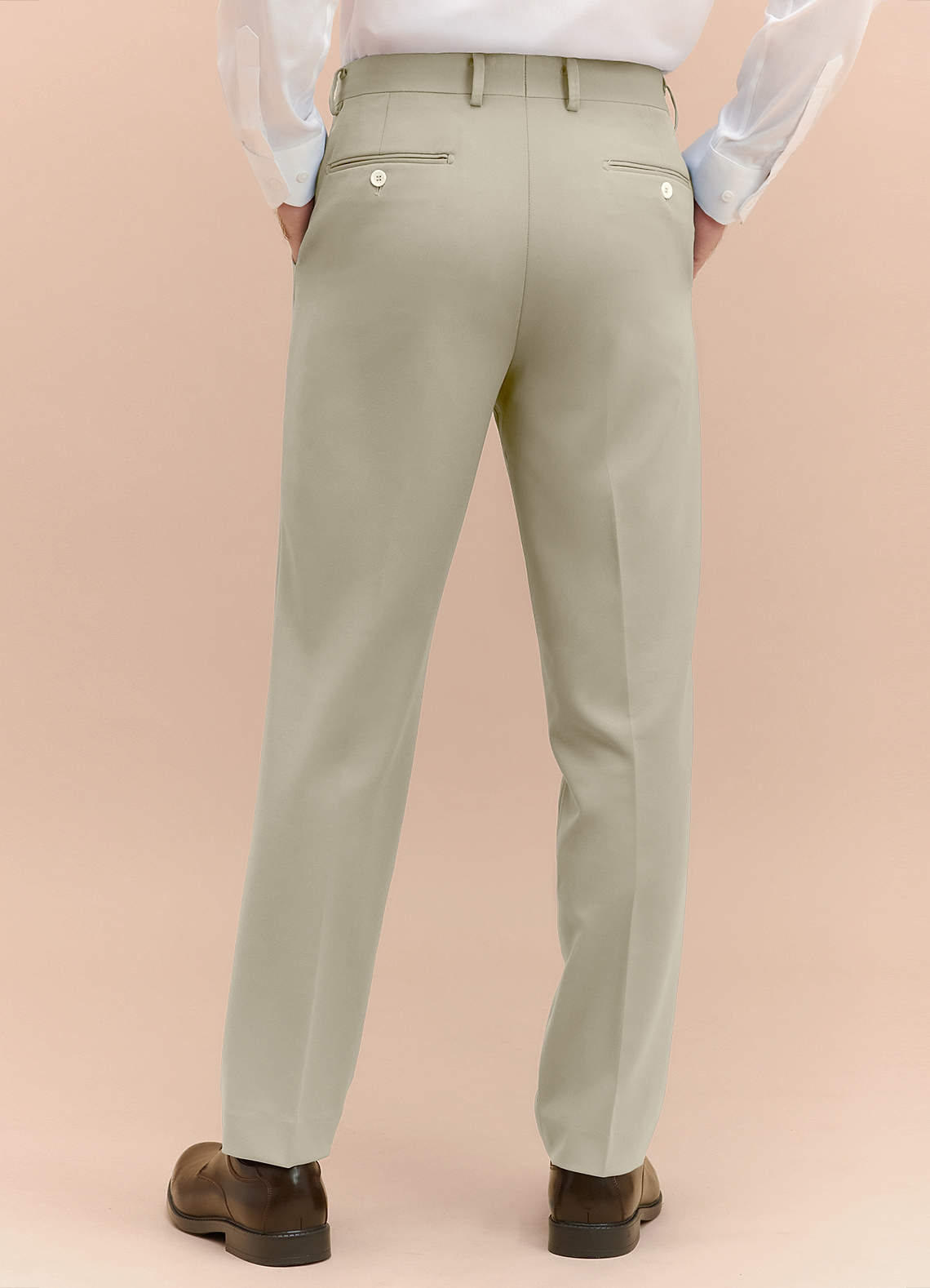 front James Tan Structured Stretch Dress Pants