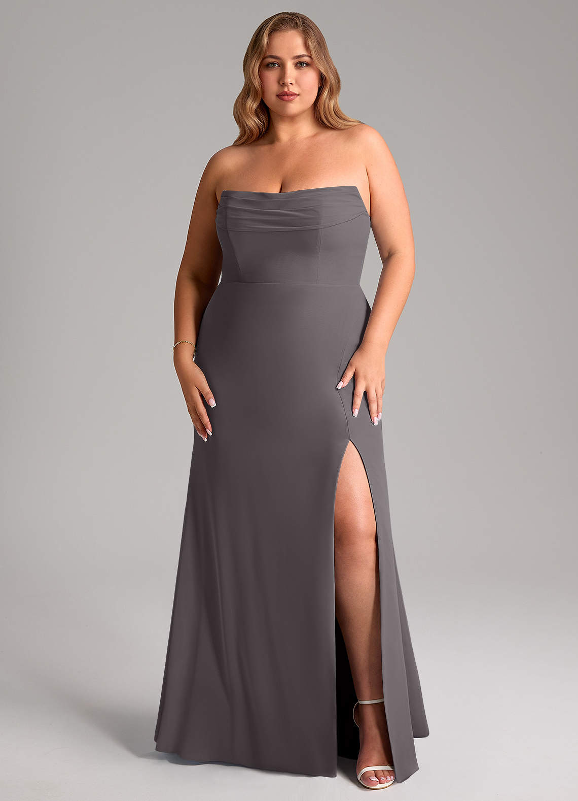 slim fit dress slacks Dusty Blue A-line Chiffon Long Convertible Bridesmaid Dress – FancyVestido main image 0
