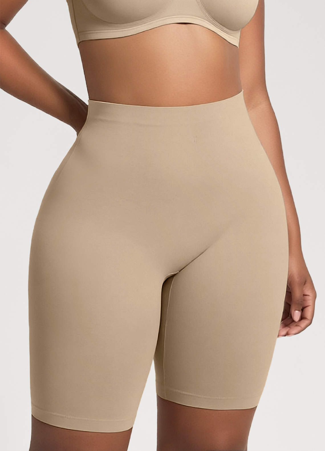 front Buttery-Soft Seamless High-Waist Tummy-Control Shapewear Shorts (Low-Cut Back)