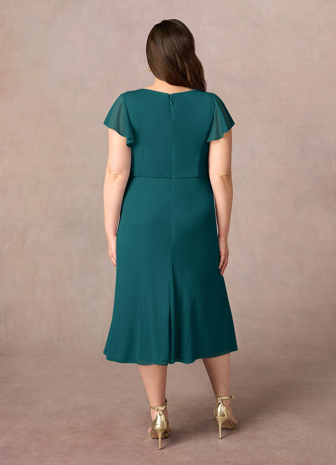 Azazie Vera Mère de la mariée Robes Robe Trapèze en Maille Col V plissé Paon image8