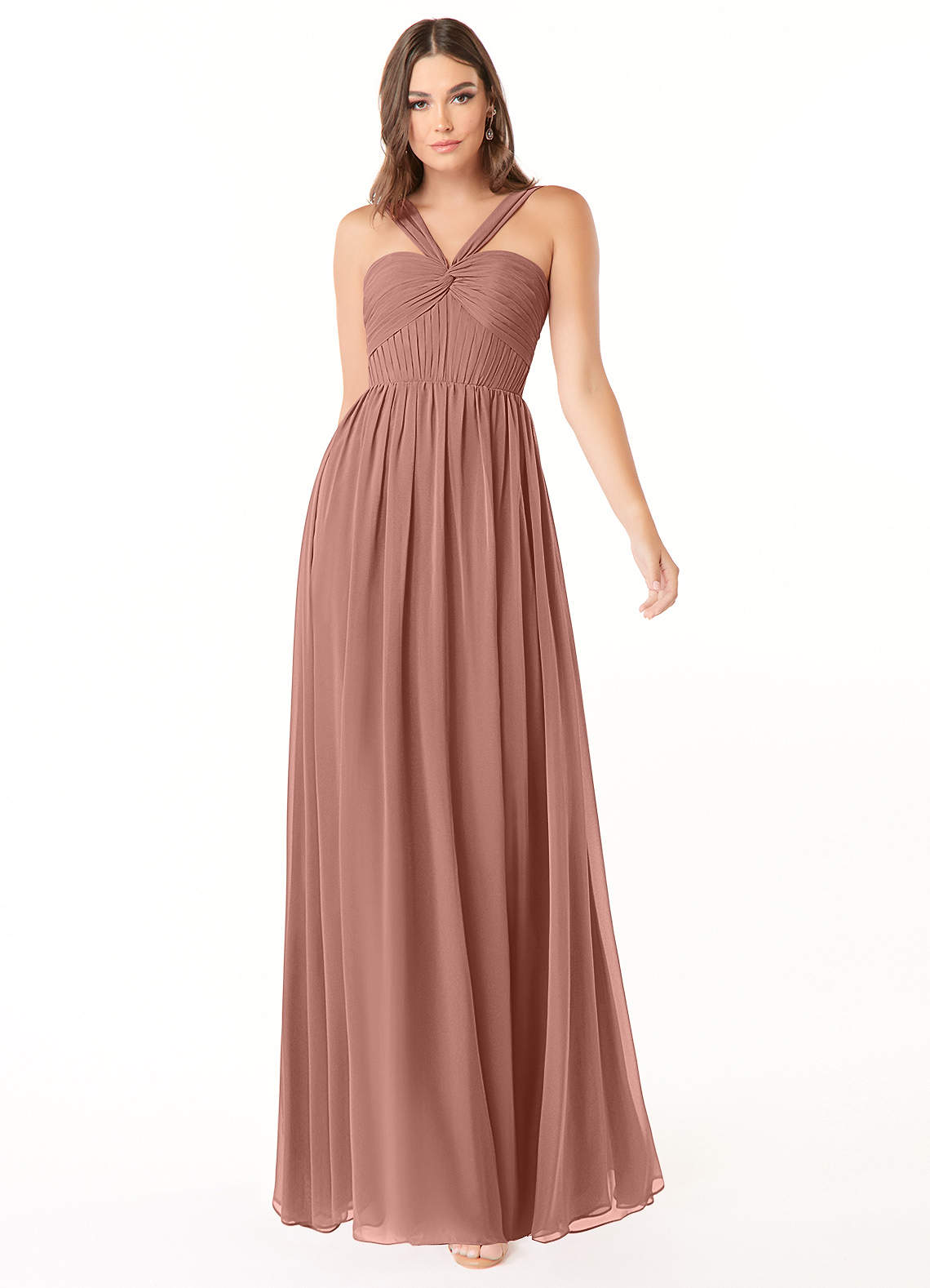 Azazie Dionne Bridesmaid Dresses Cedar Rose A-Line Corset Chiffon Dress image1
