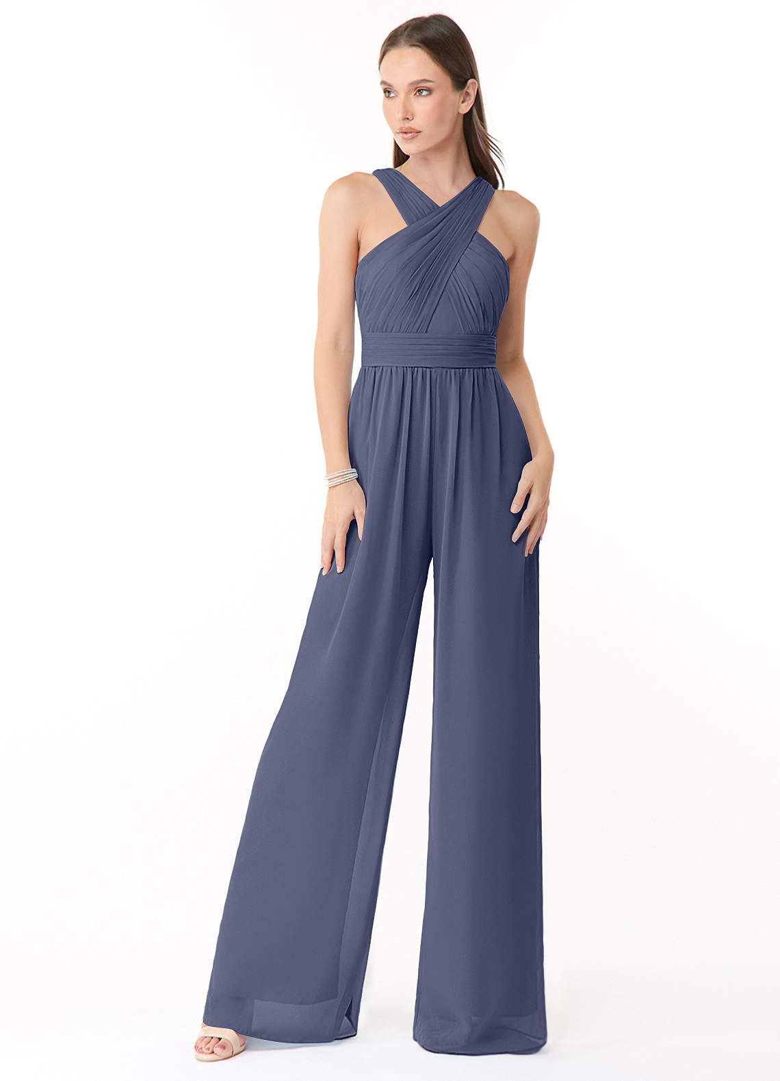 Azazie Berdie Jurken voor bruidsmeisjes Jumpsuit van Chiffon Houder Stormachtig image1