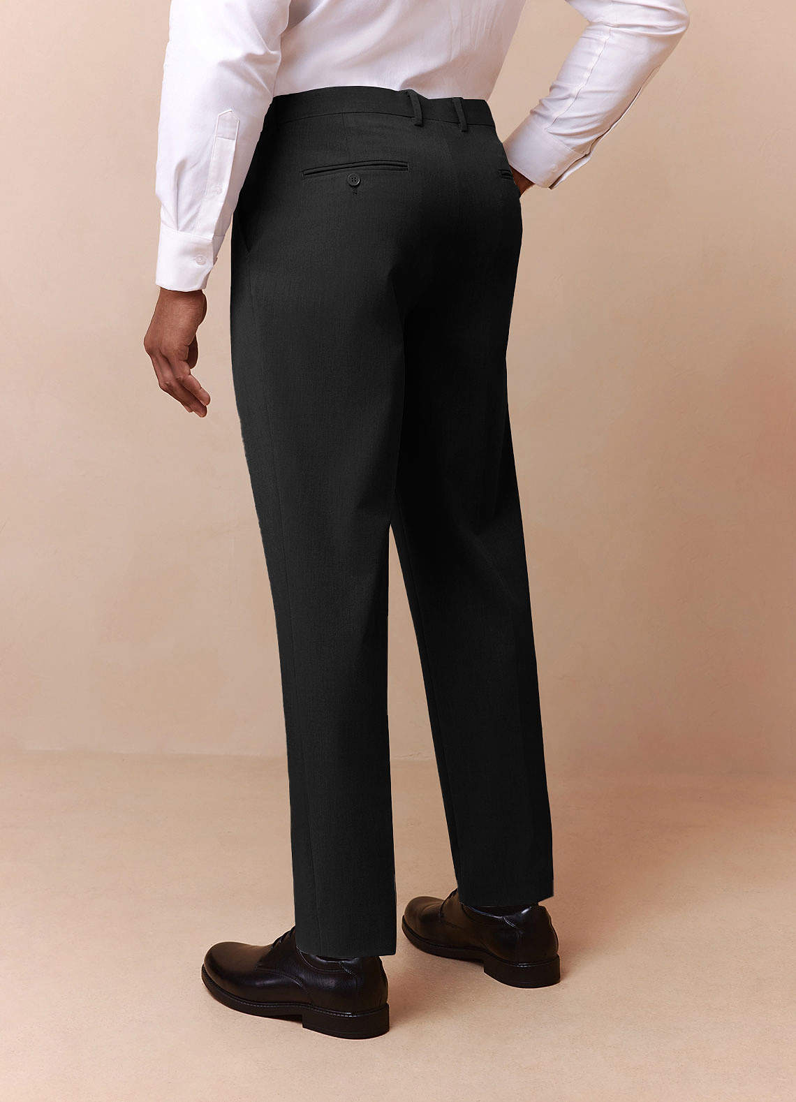 front Savile Black Wool Blend Dress Pants