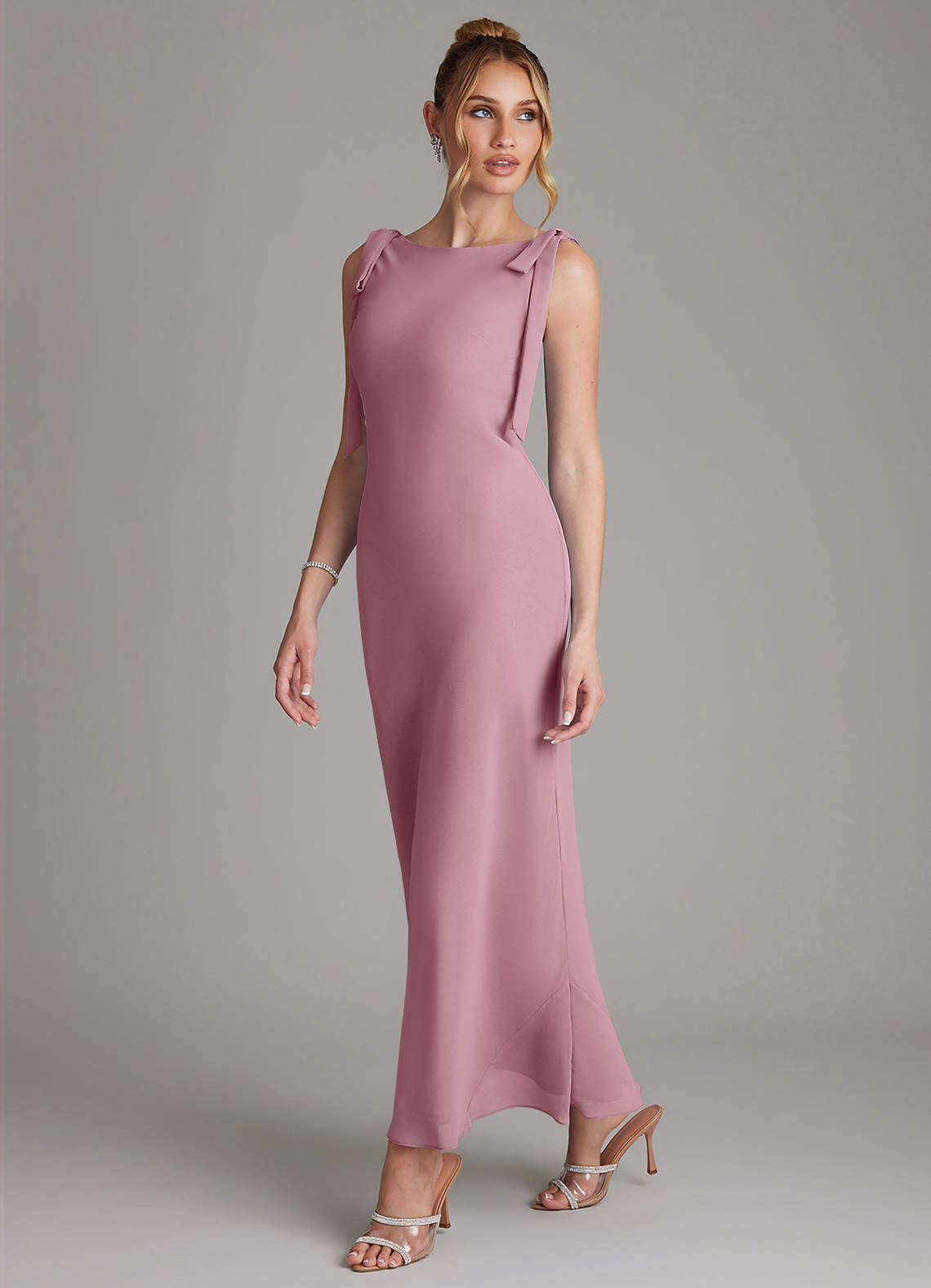 mauve mermaid bridesmaid dresses Satin Off-the-Shoulder Mermaid Bridesmaid Dress