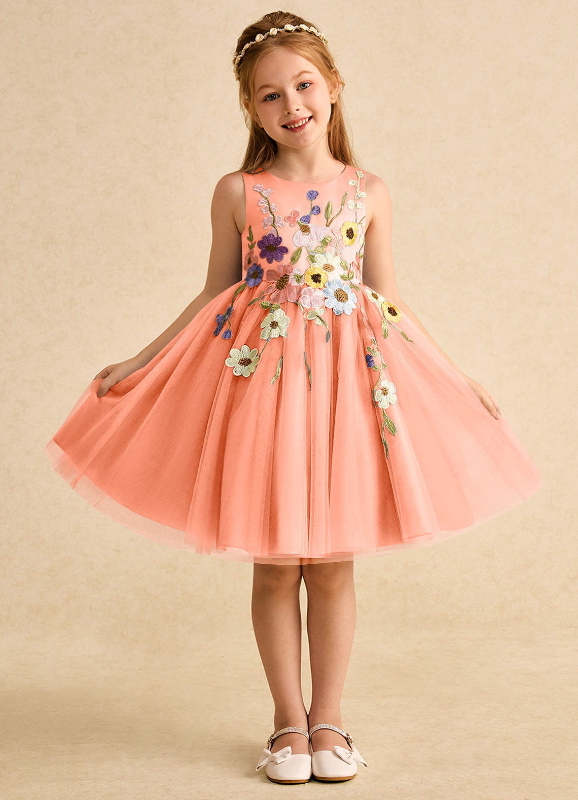 Azazie Prima Flower Girl Dresses Sunset A-Line Bow Tulle Dress image1