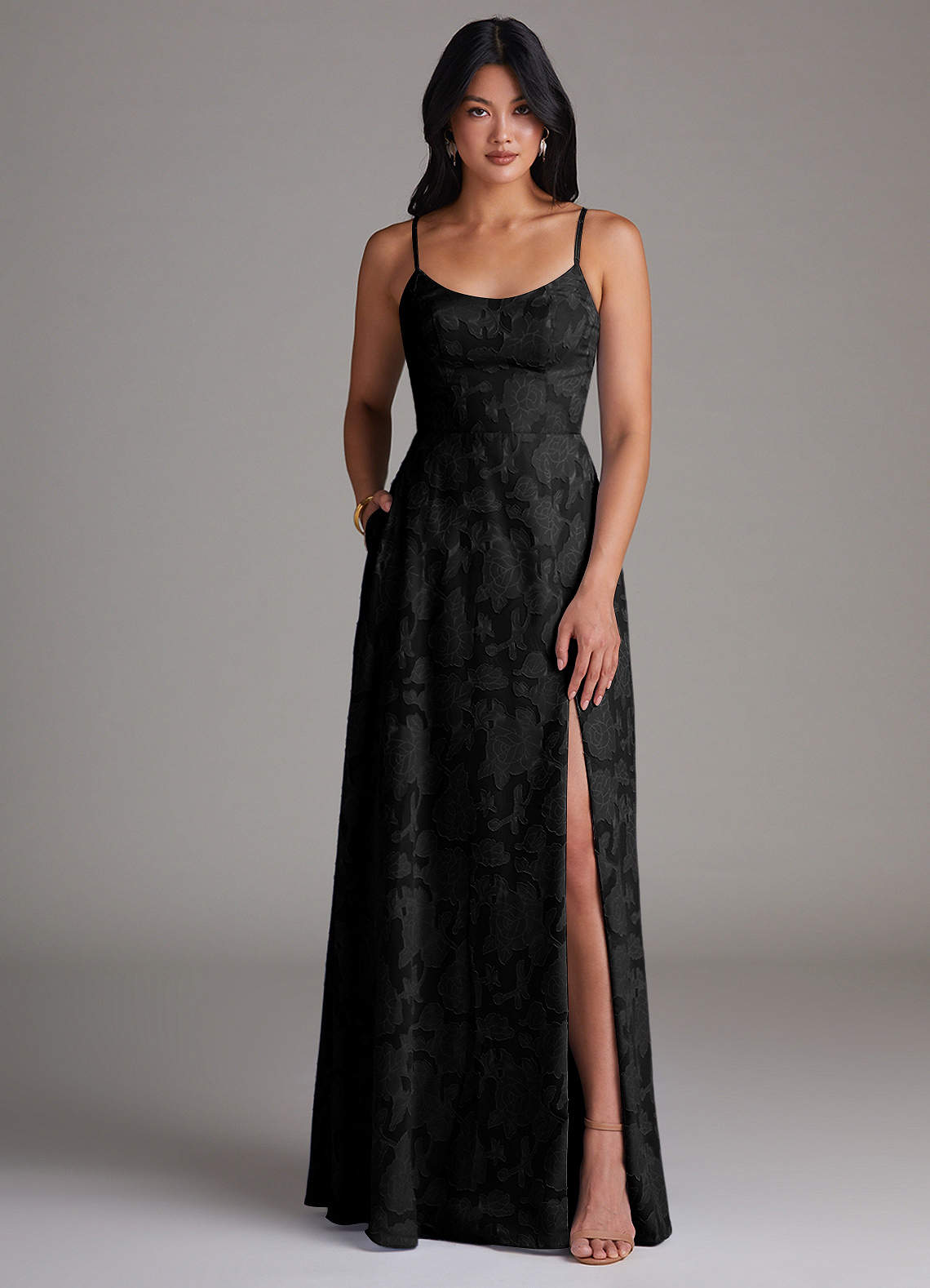 Azazie Moira Black Floral Burnout Bridesmaid Dresses | Azazie DE