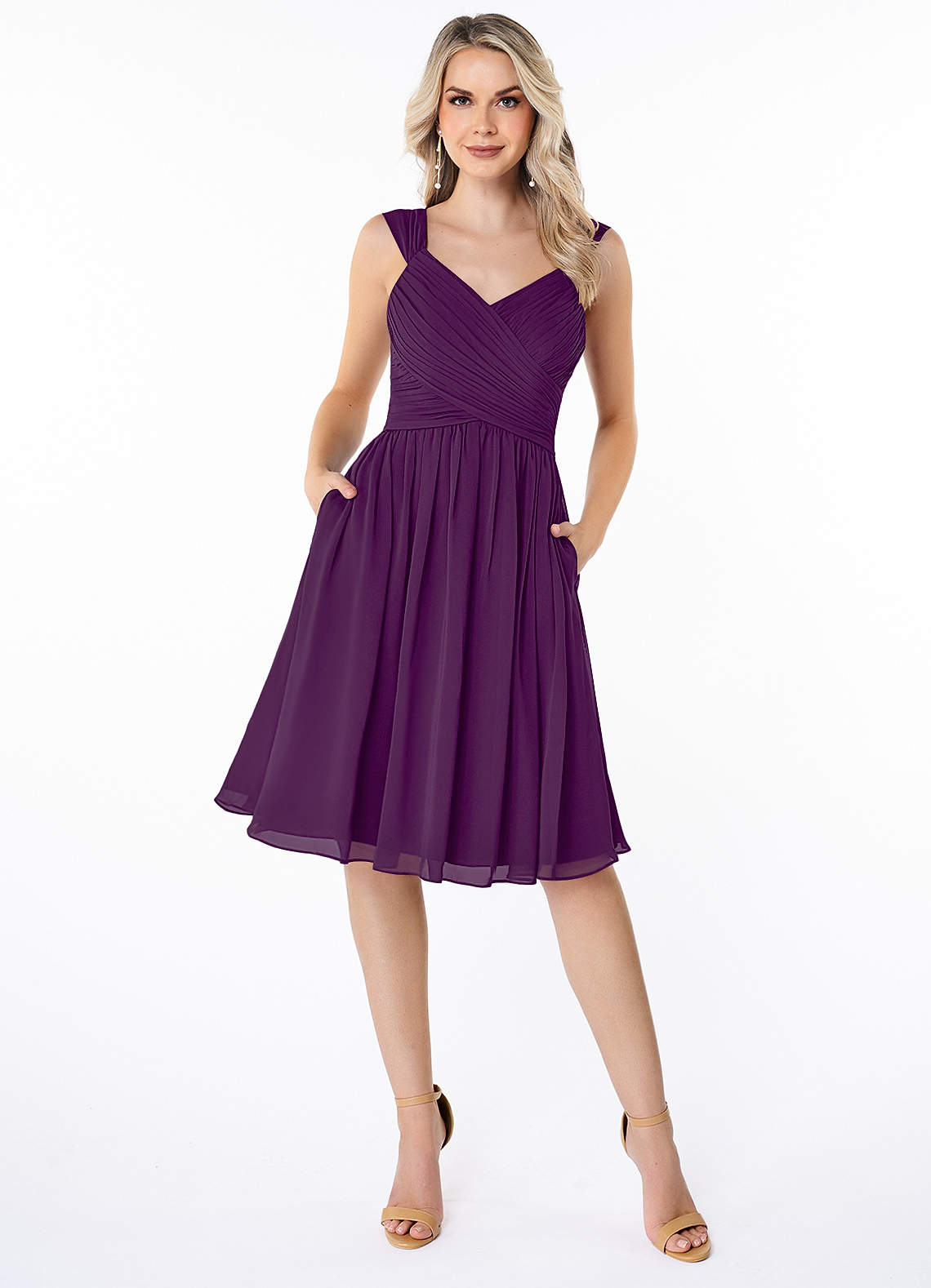Azazie Angie Bridesmaid Dresses Grape A-Line Corset Chiffon Dress image1